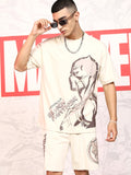 Marvel By Highlander Men Beige Black Panther T-Shirt With Shorts Co-Ords - Beige - Image 1