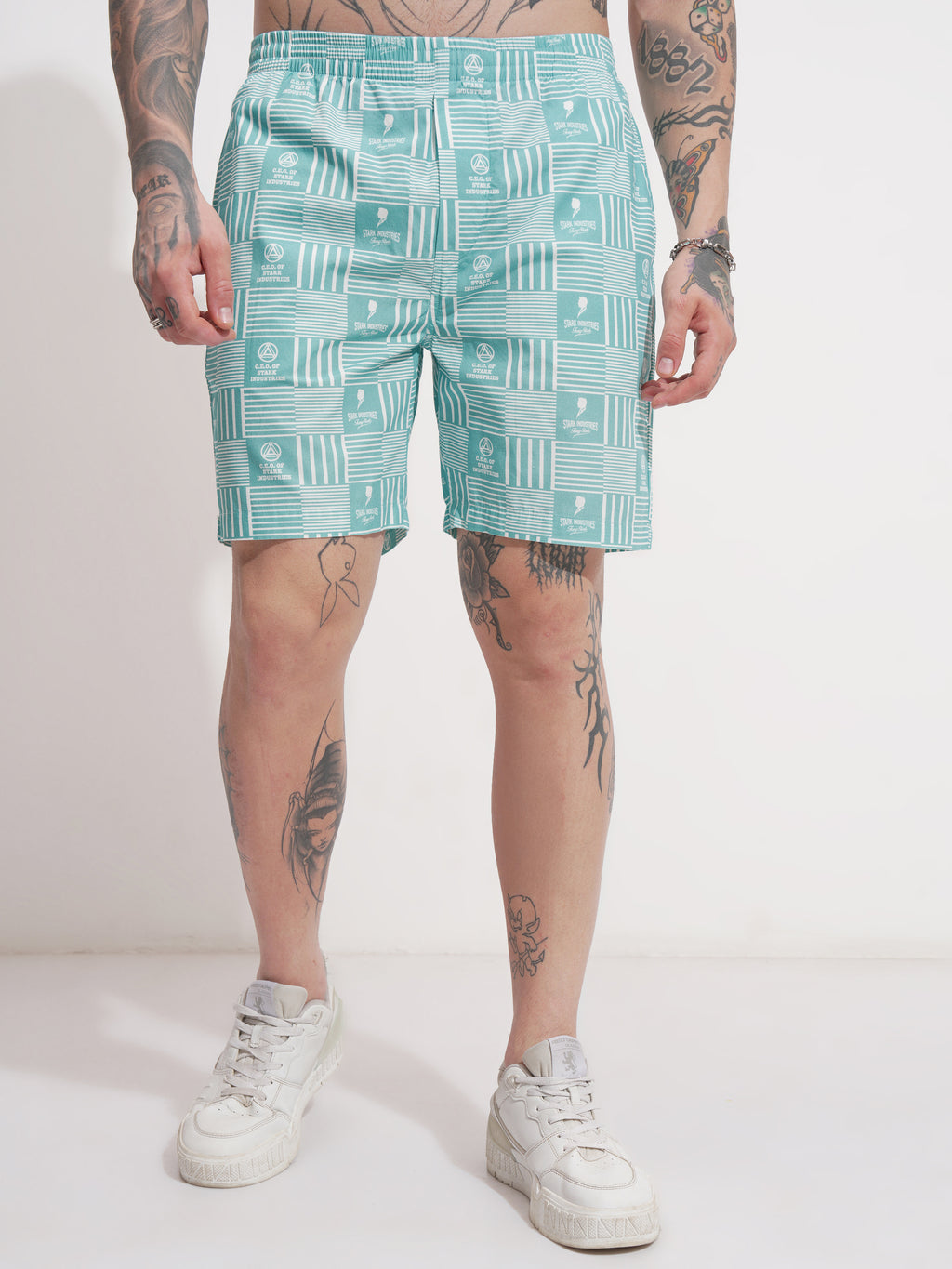 Marvel By Highlander Men Blue Iron Man Shirt With Shorts Co-Ords - Blue - Image 8