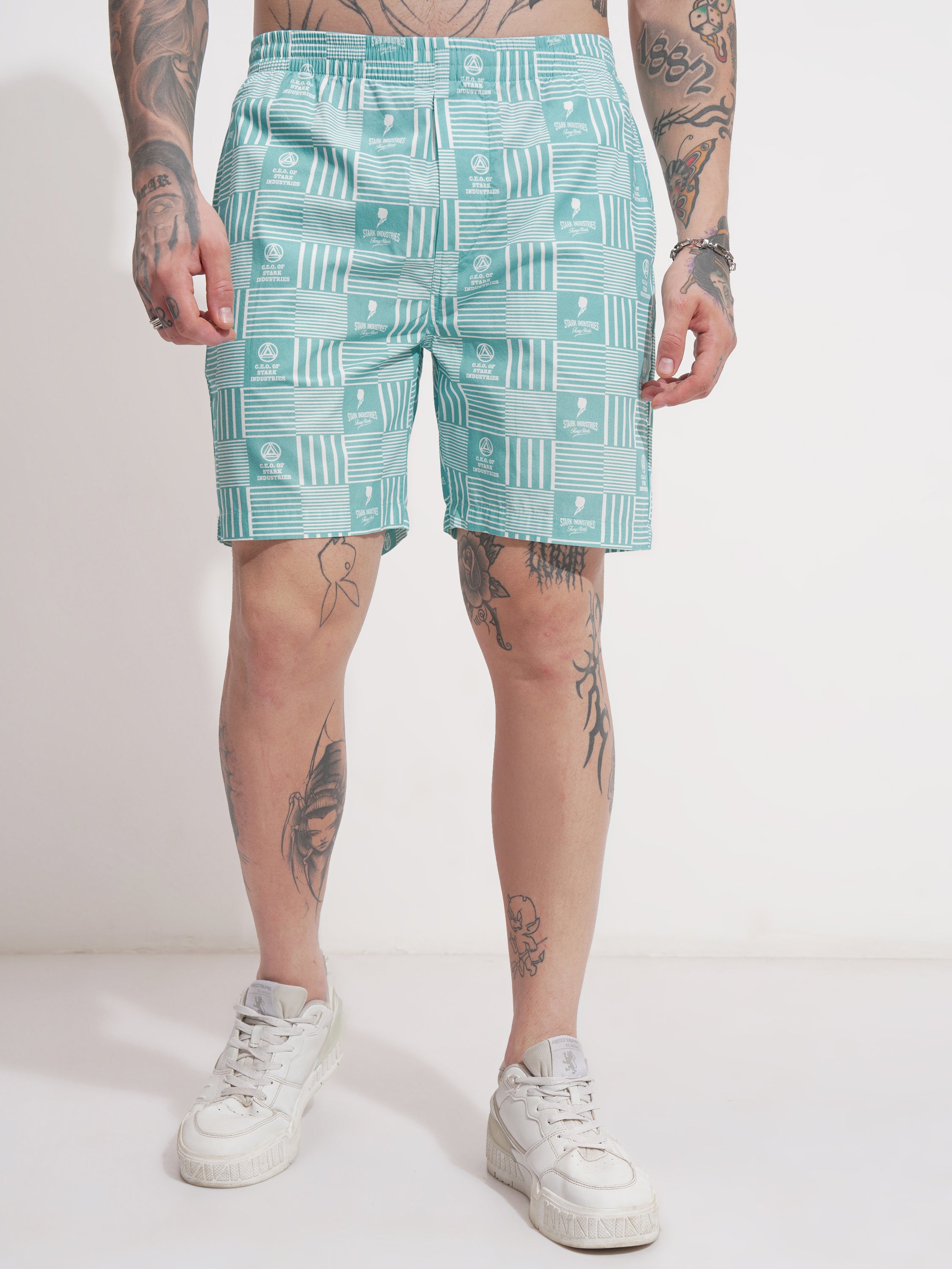 Marvel By Highlander Men Blue Iron Man Shirt With Shorts Co-Ords - Blue - Image 8