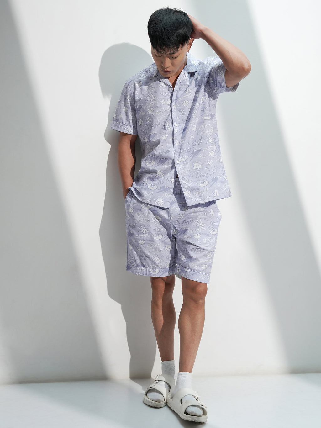 Marvel By Highlander Men Lavender Avengers Shirt With Shorts Co-Ords - Lavender - Image 2