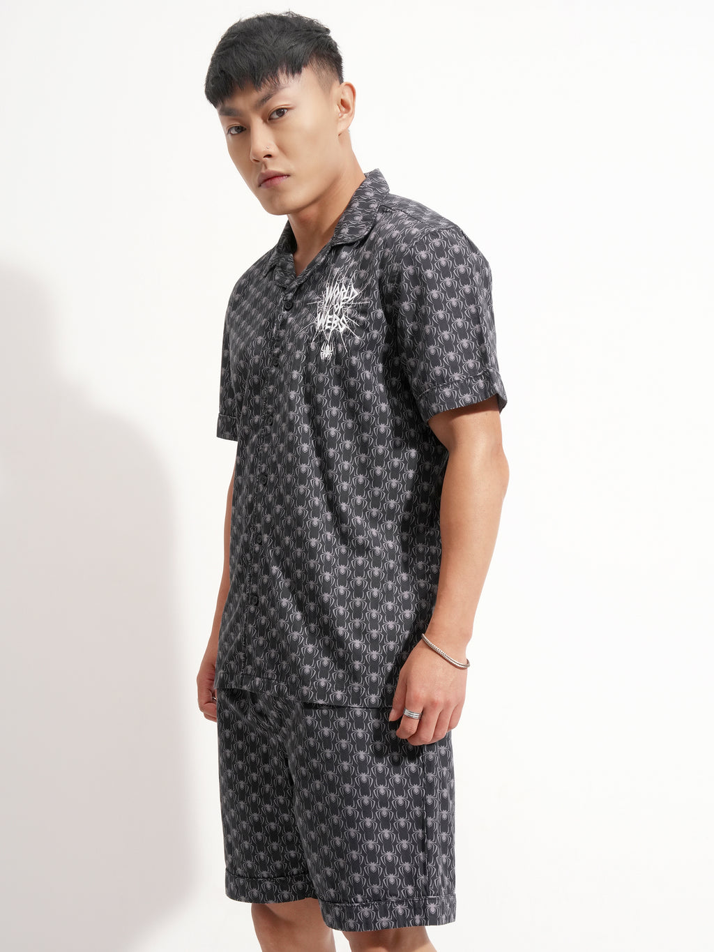 Marvel By Highlander Men Black Spider-Man Shirt With Shorts Co-Ords - Black - Image 4