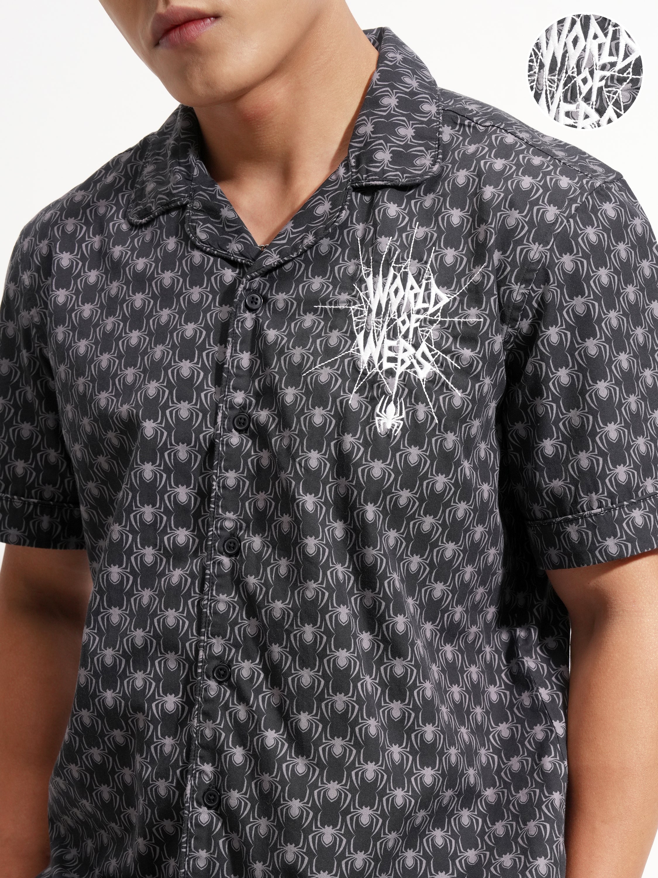 Marvel By Highlander Men Black Spider-Man Shirt With Shorts Co-Ords - Black - Image 5