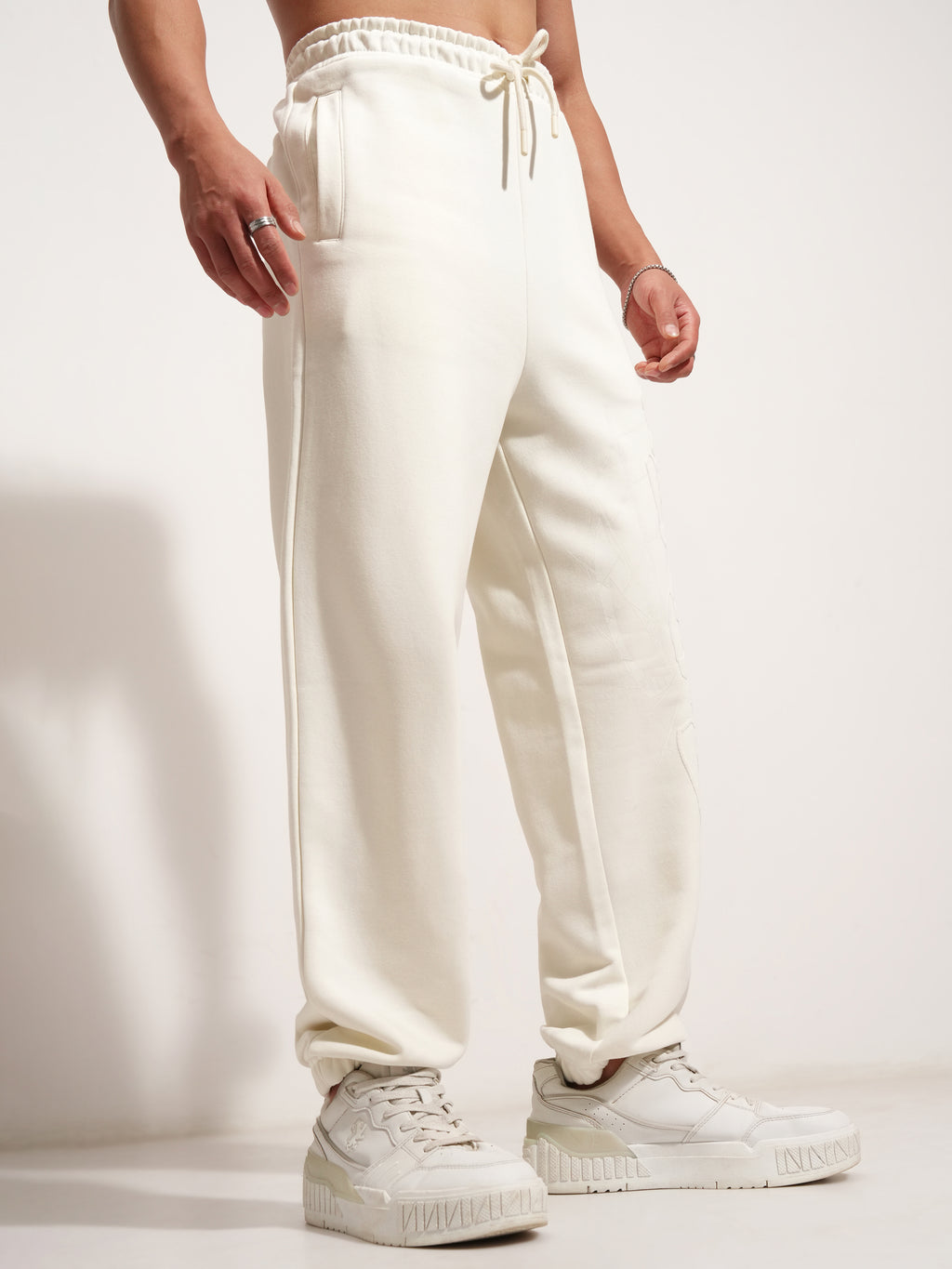Marvel By Highlander Men Spiderman White Baggy Solid Joggers - White - Image 6