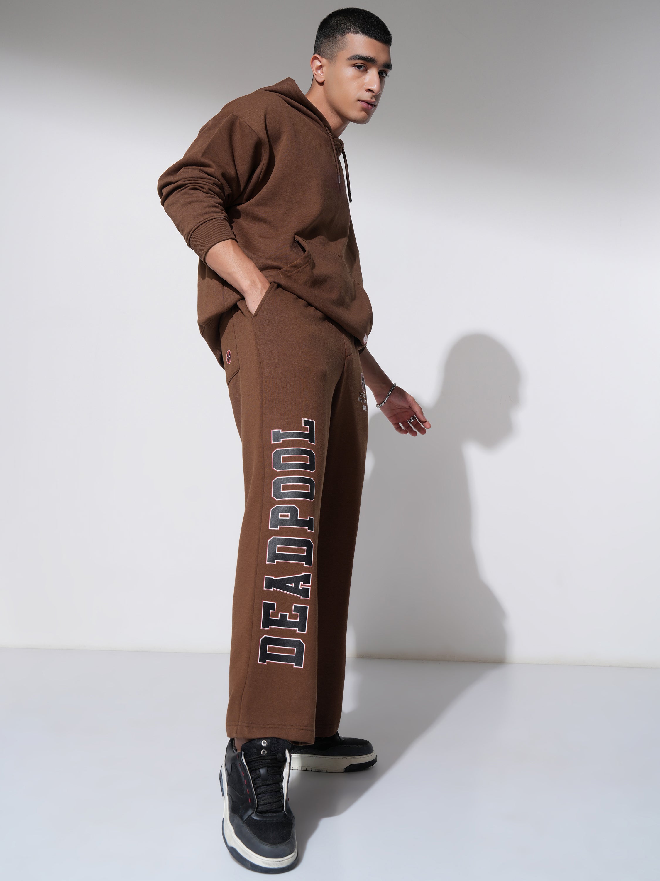 Marvel By Highlander Men Brown Deadpool Straight Fit Printed Joggers - Brown - Image 2