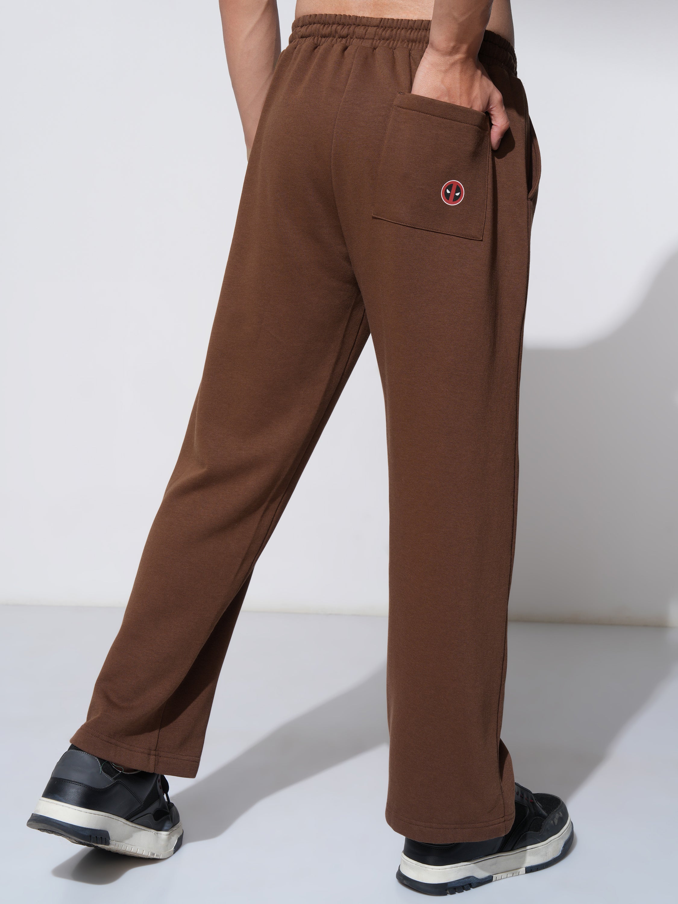 Marvel By Highlander Men Brown Deadpool Straight Fit Printed Joggers - Brown - Image 3