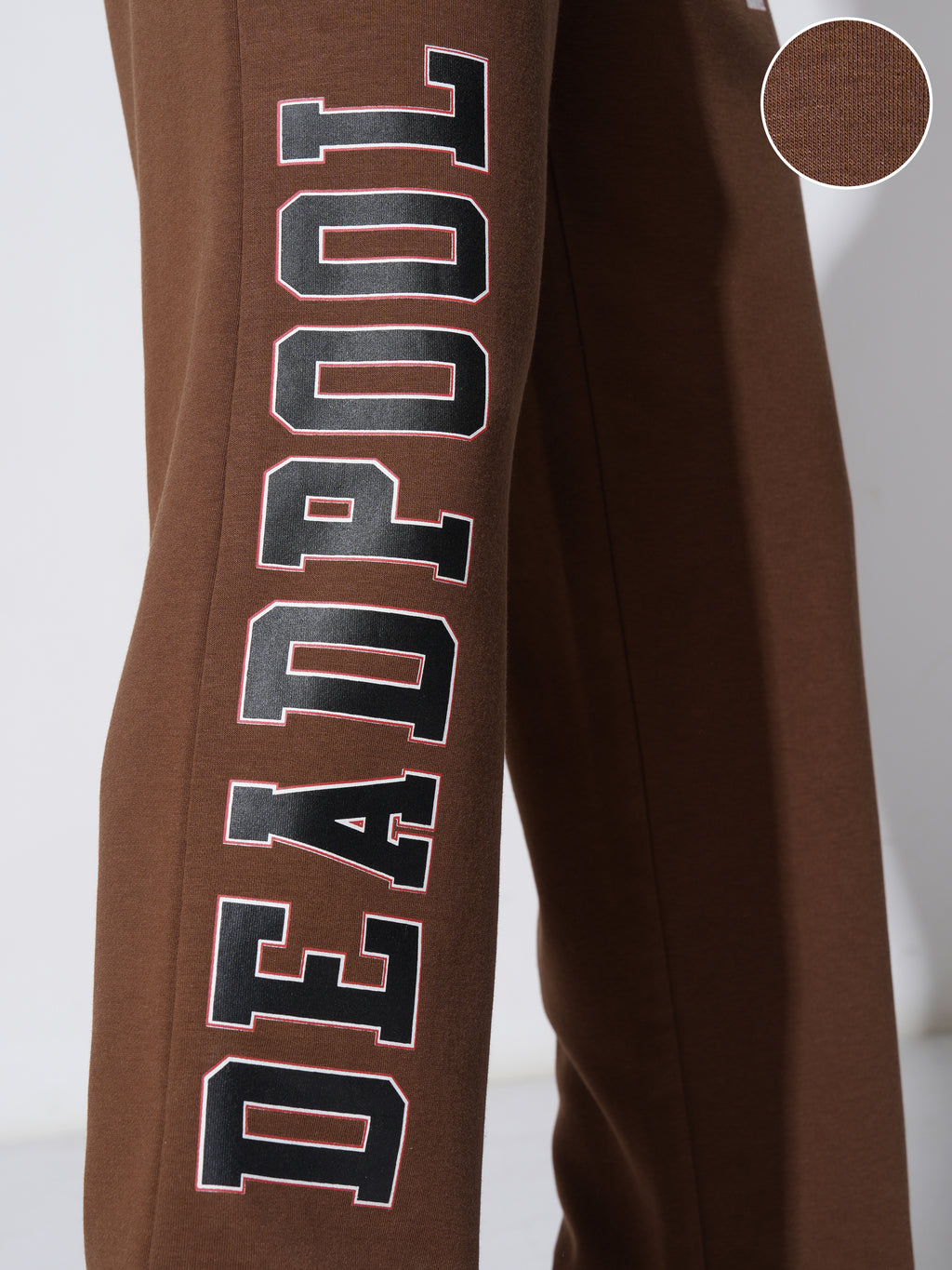 Marvel By Highlander Men Brown Deadpool Straight Fit Printed Joggers - Brown - Image 5