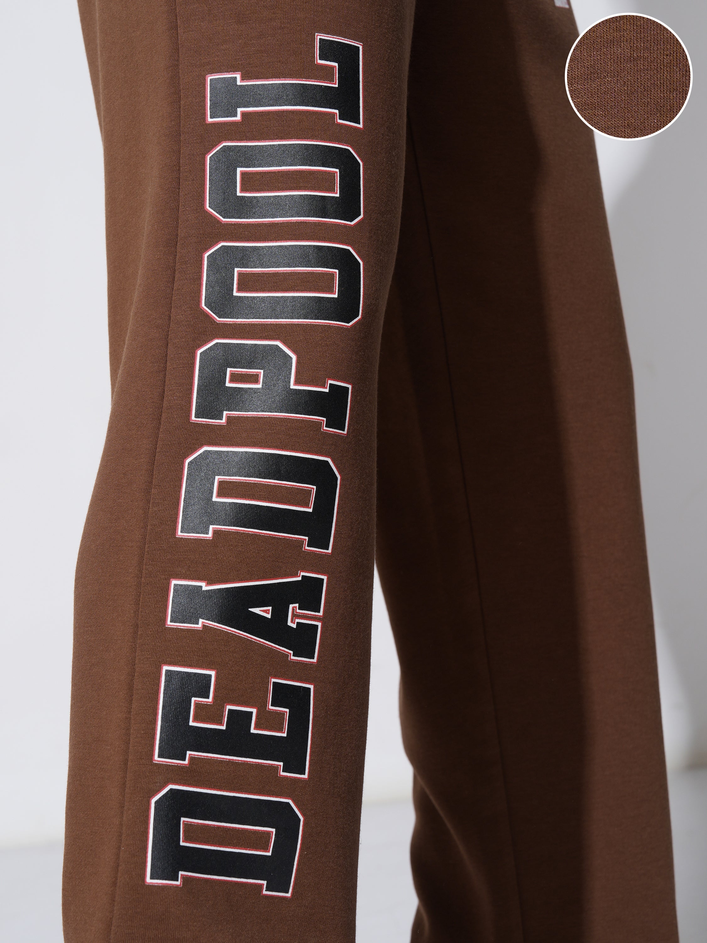 Marvel By Highlander Men Brown Deadpool Straight Fit Printed Joggers - Brown - Image 5