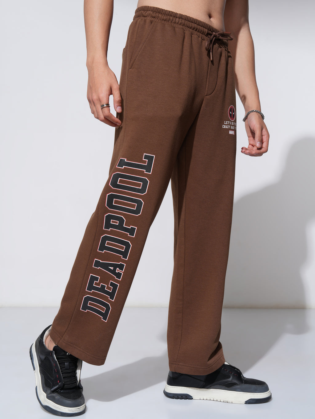 Marvel By Highlander Men Brown Deadpool Straight Fit Printed Joggers - Brown - Image 6