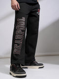 Marvel By Highlander Men Black Deadpool Straight Fit Printed Track Pants - Black - Image 1