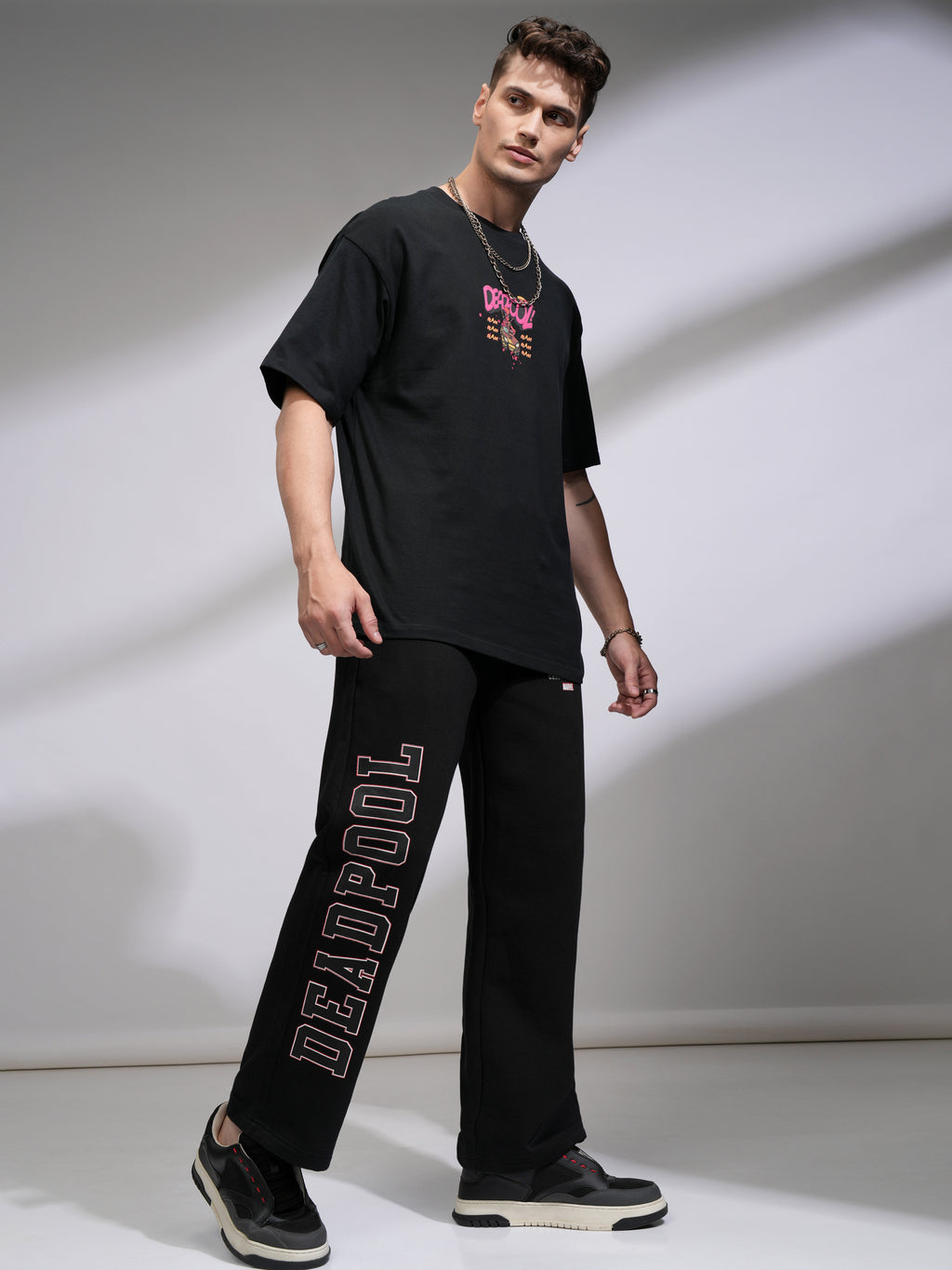 Marvel By Highlander Men Black Deadpool Straight Fit Printed Track Pants - Black - Image 2