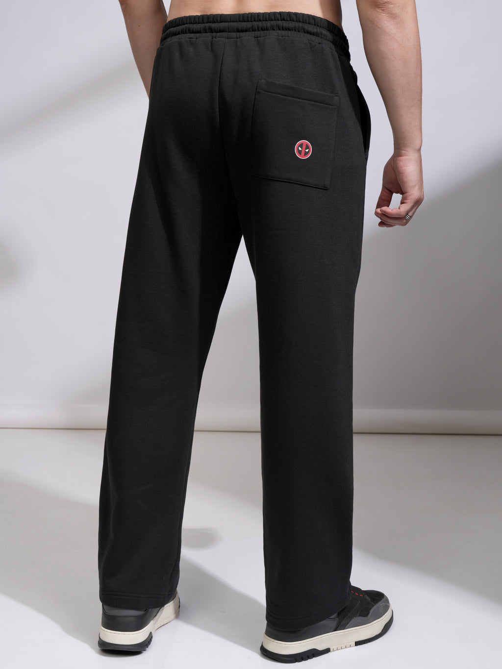 Marvel By Highlander Men Black Deadpool Straight Fit Printed Track Pants - Black - Image 3