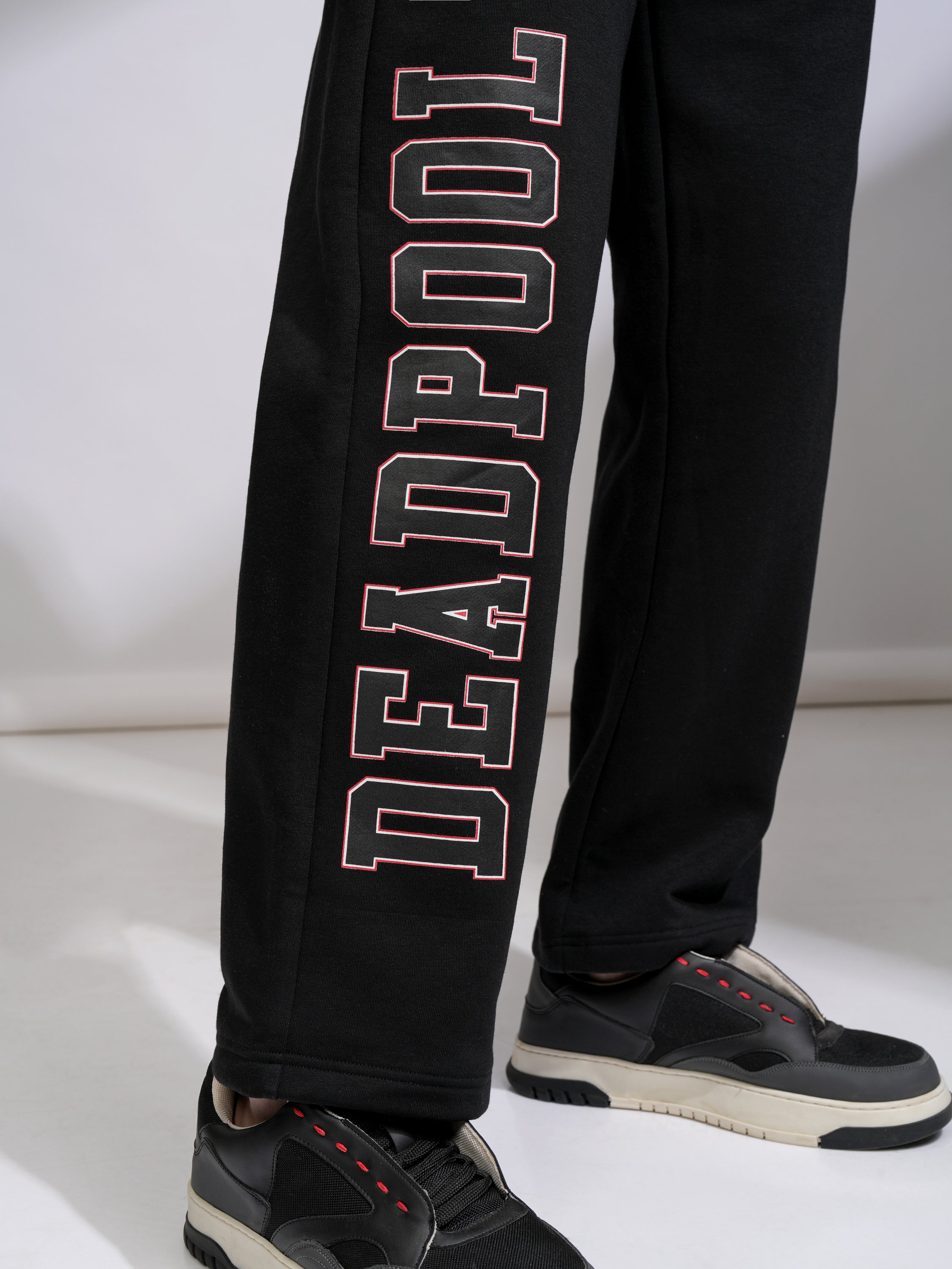 Marvel By Highlander Men Black Deadpool Straight Fit Printed Track Pants - Black - Image 7