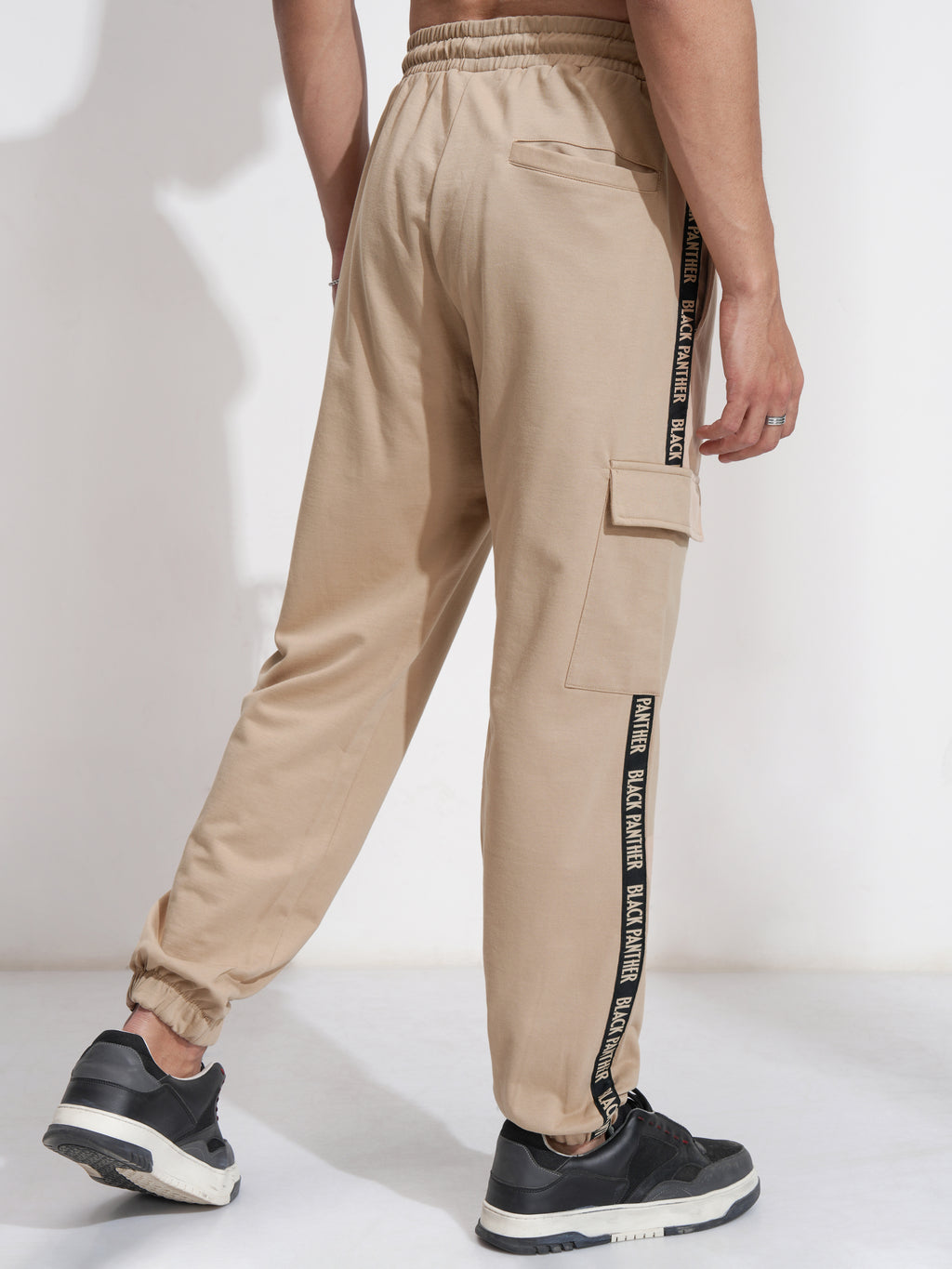 Marvel By Highlander Men Nude Black Panther Relaxed Fit Solid Cargos - Nude - Image 3