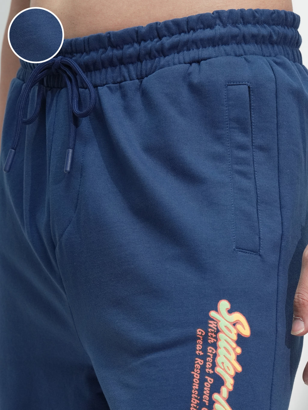 Marvel By Highlander Men Navy Blue Spider-Man Solid Relaxed Fit Joggers - Navy Blue - Image 5