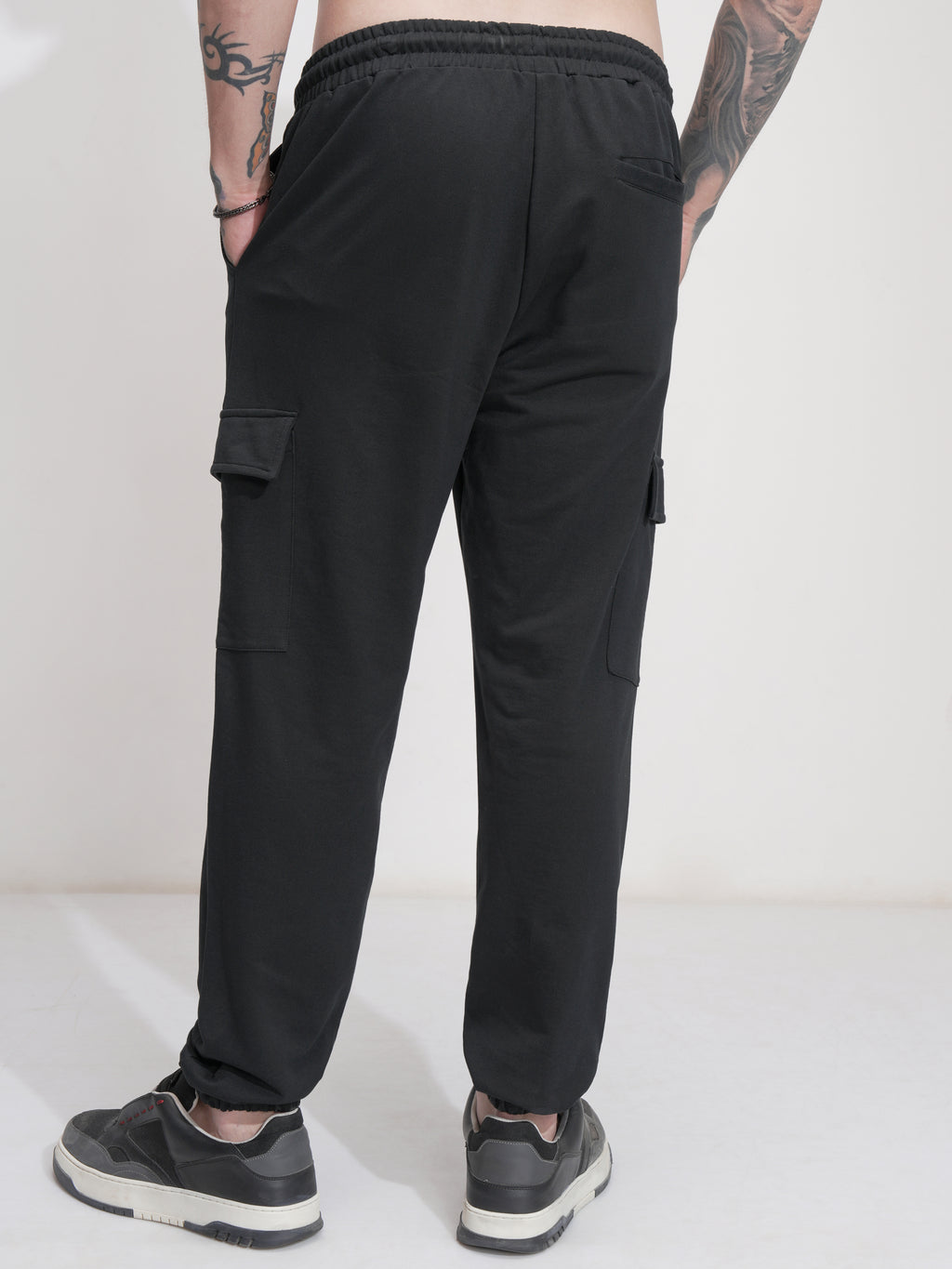 Marvel By Highlander Men Black Spider-Man Relaxed Fit Solid Cargos - Black - Image 3