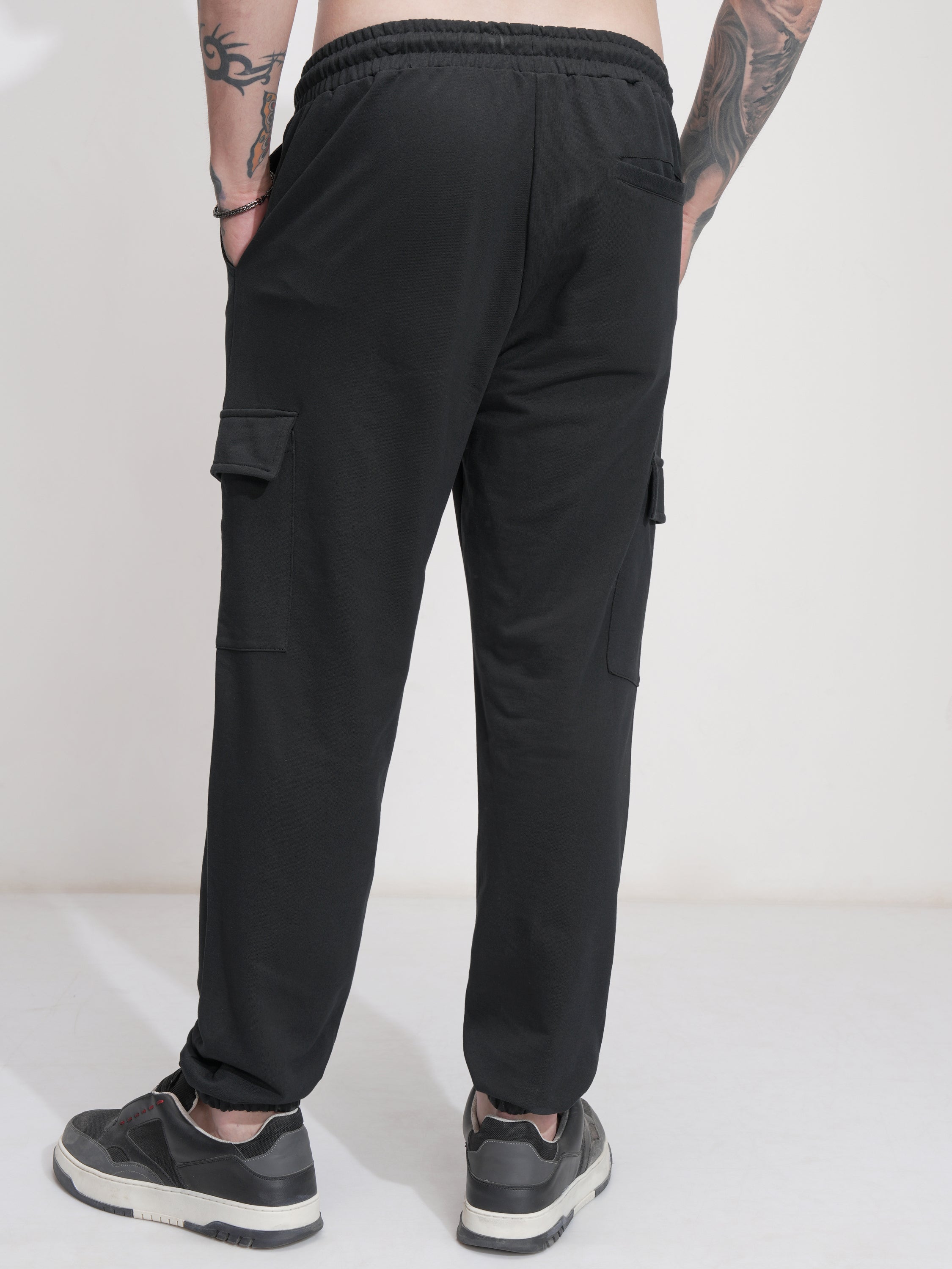 Marvel By Highlander Men Black Spider-Man Relaxed Fit Solid Cargos - Black - Image 3