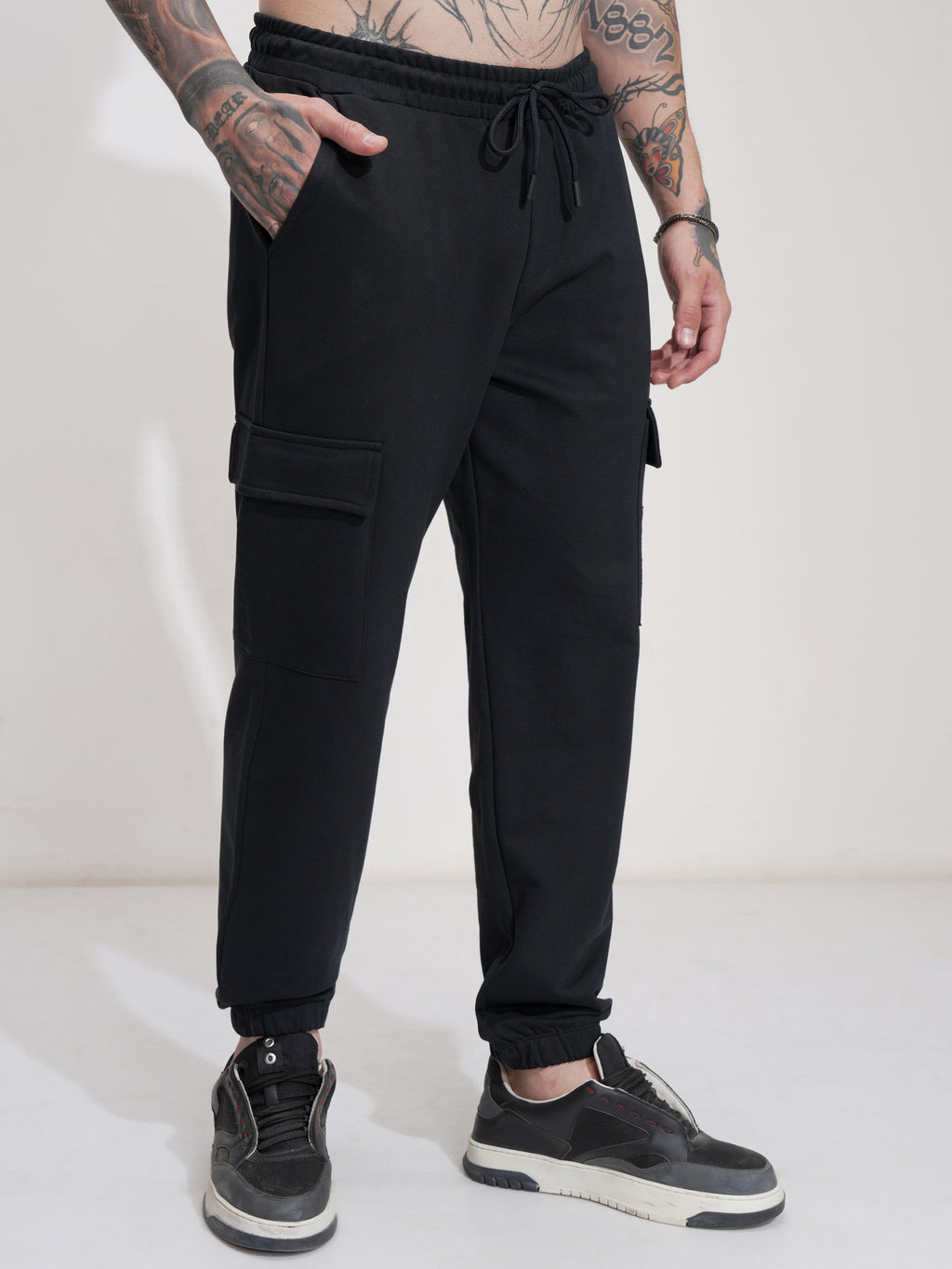 Marvel By Highlander Men Black Spider-Man Relaxed Fit Solid Cargos - Black - Image 6
