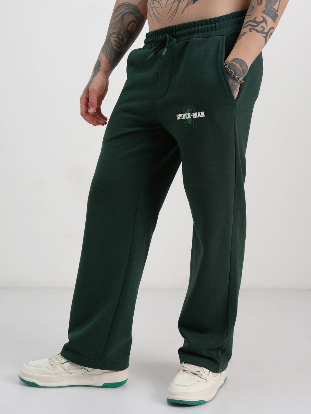 Marvel By Highlander Men Olive Spider-Man Baggy Printed Track Pants - Olive - Image 4