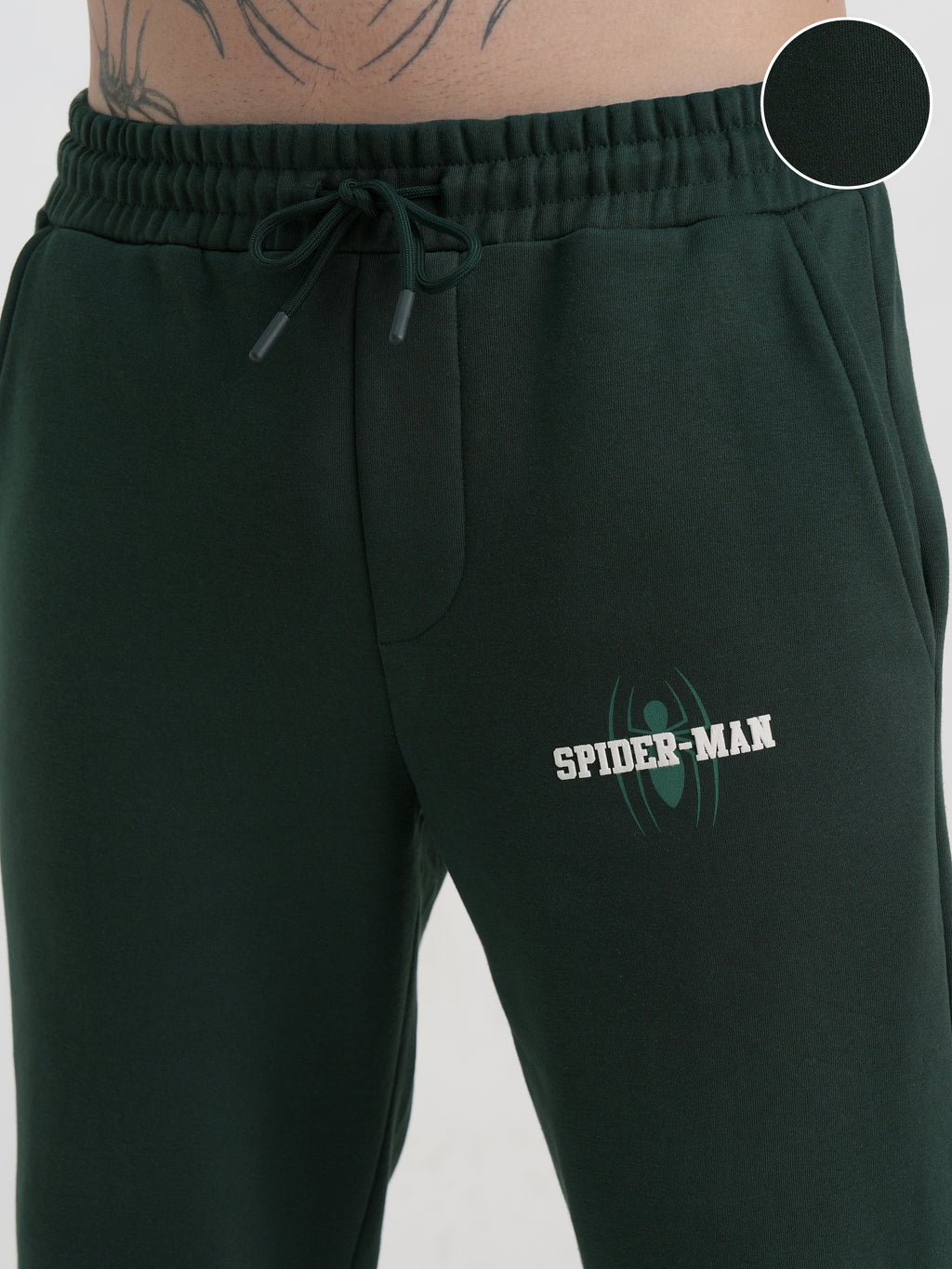 Marvel By Highlander Men Olive Spider-Man Baggy Printed Track Pants - Olive - Image 5