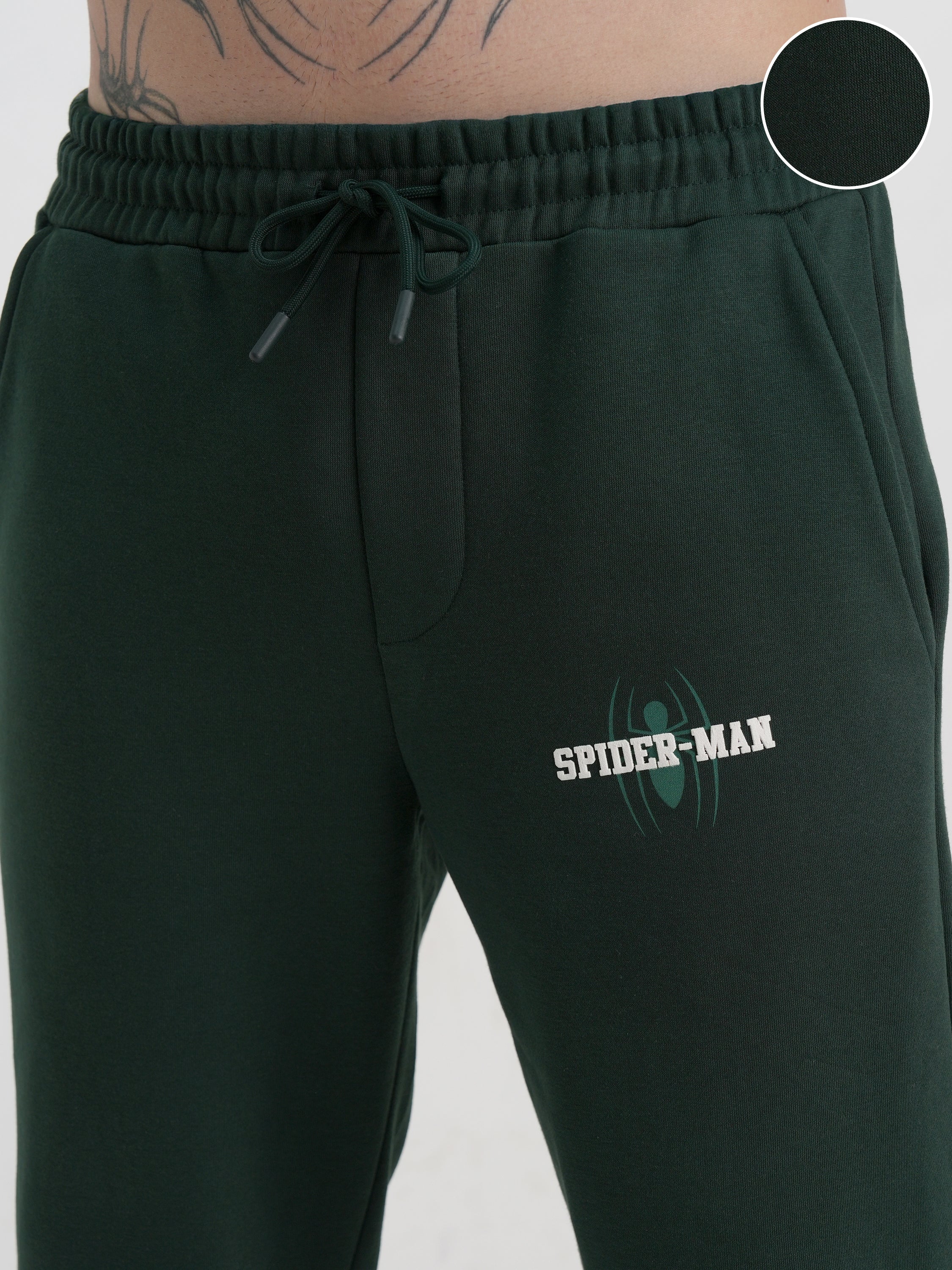 Marvel By Highlander Men Olive Spider-Man Baggy Printed Track Pants - Olive - Image 5