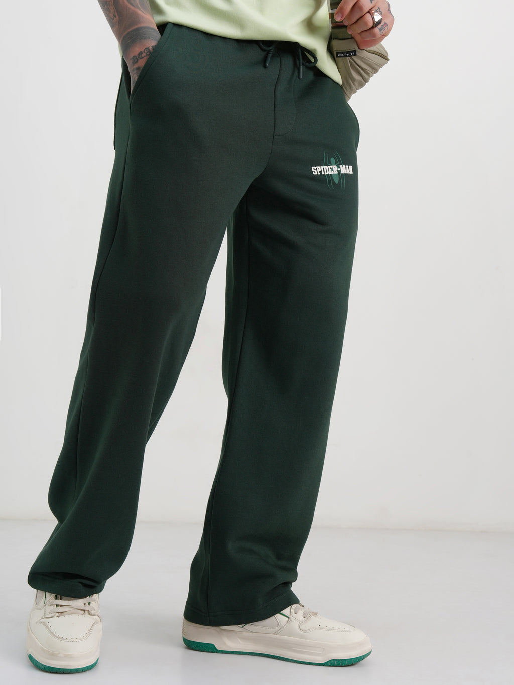 Marvel By Highlander Men Olive Spider-Man Baggy Printed Track Pants - Olive - Image 6