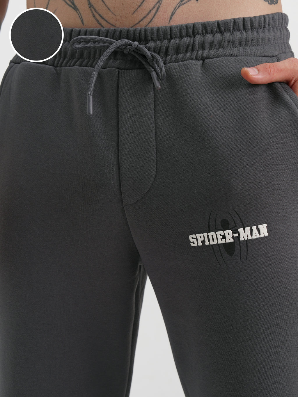 Marvel By Highlander Men Grey Spider-Man Baggy Printed Track Pants - Grey - Image 5