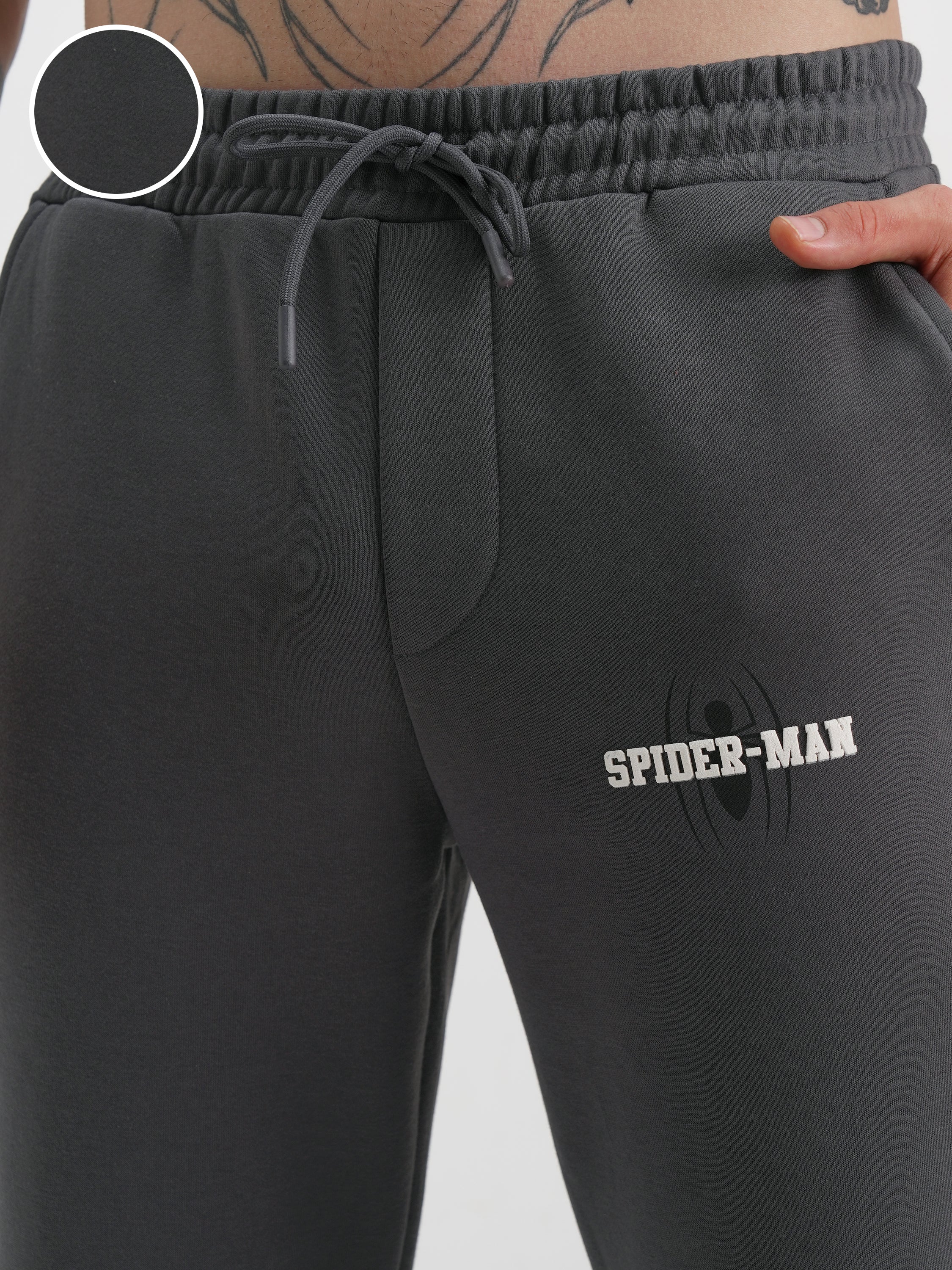 Marvel By Highlander Men Grey Spider-Man Baggy Printed Track Pants - Grey - Image 5