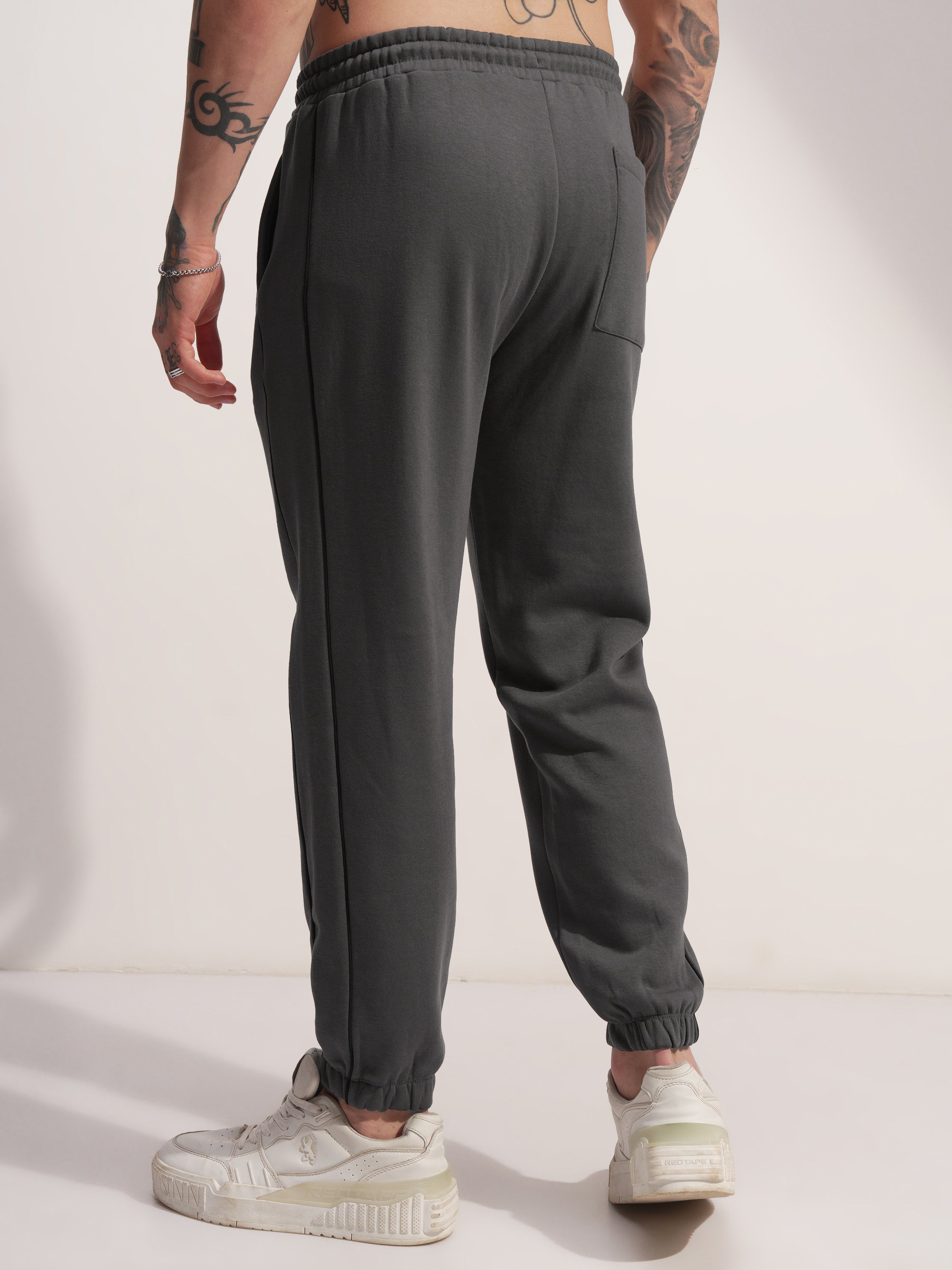 Marvel By Highlander Men Grey Black Panther Baggy Solid Joggers - Grey - Image 3