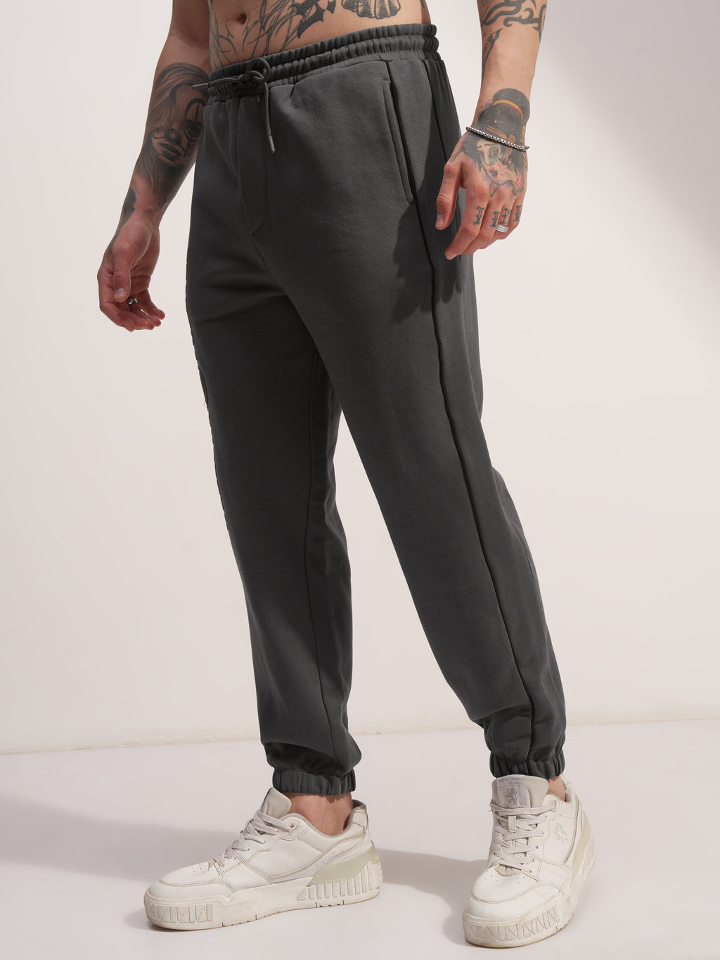 Marvel By Highlander Men Grey Black Panther Baggy Solid Joggers - Grey - Image 4