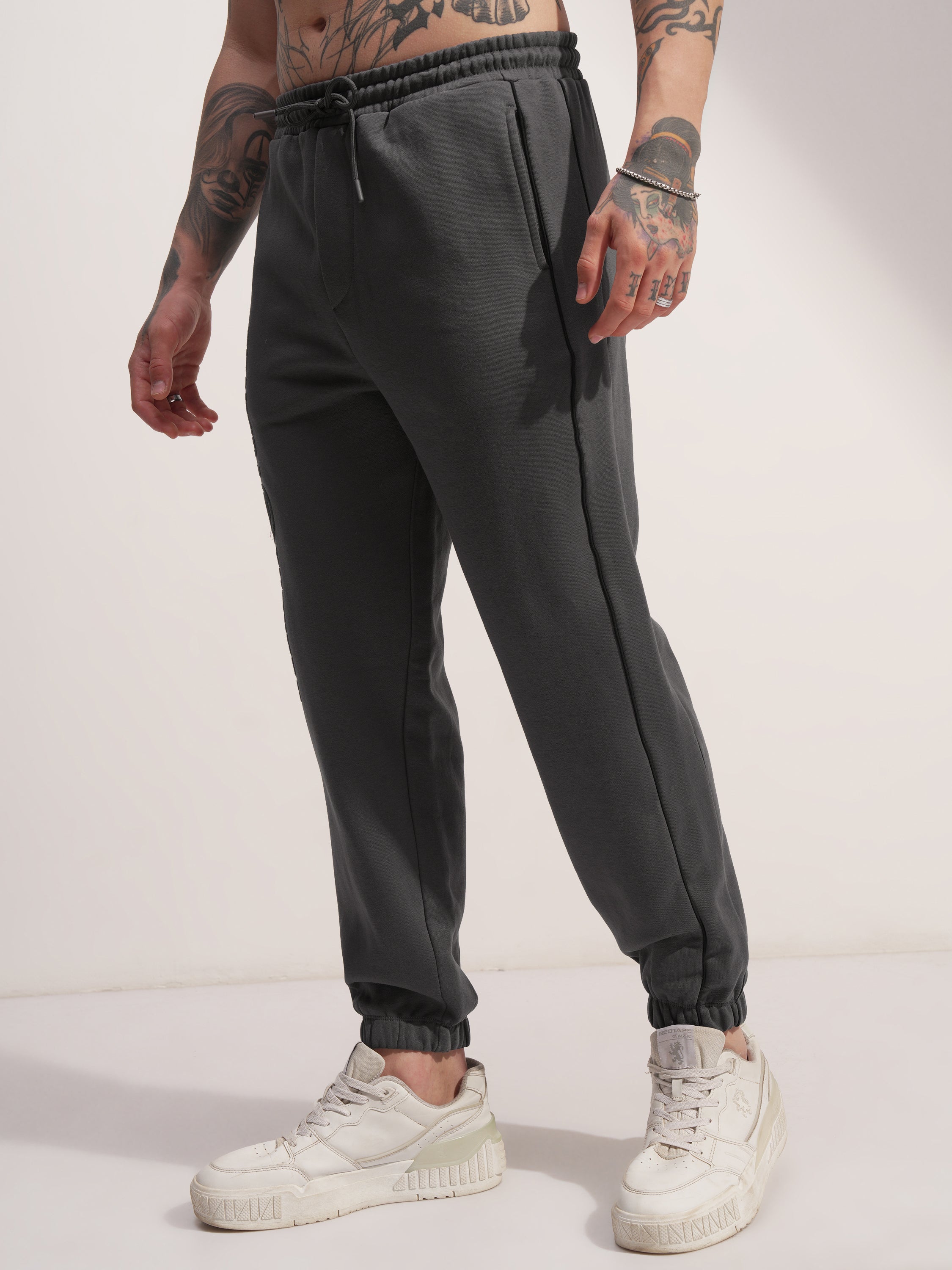Marvel By Highlander Men Grey Black Panther Baggy Solid Joggers - Grey - Image 4
