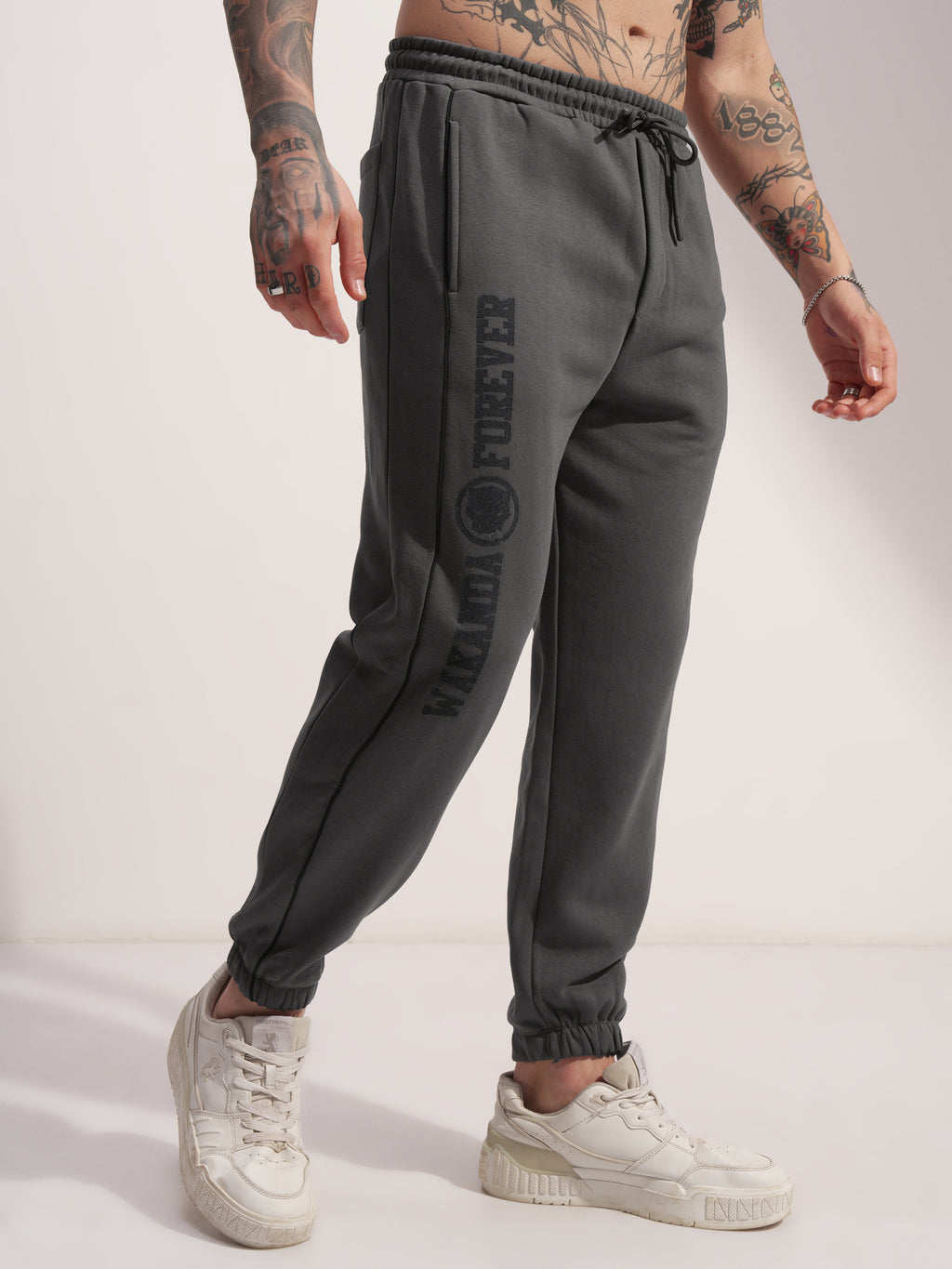 Marvel By Highlander Men Grey Black Panther Baggy Solid Joggers - Grey - Image 6