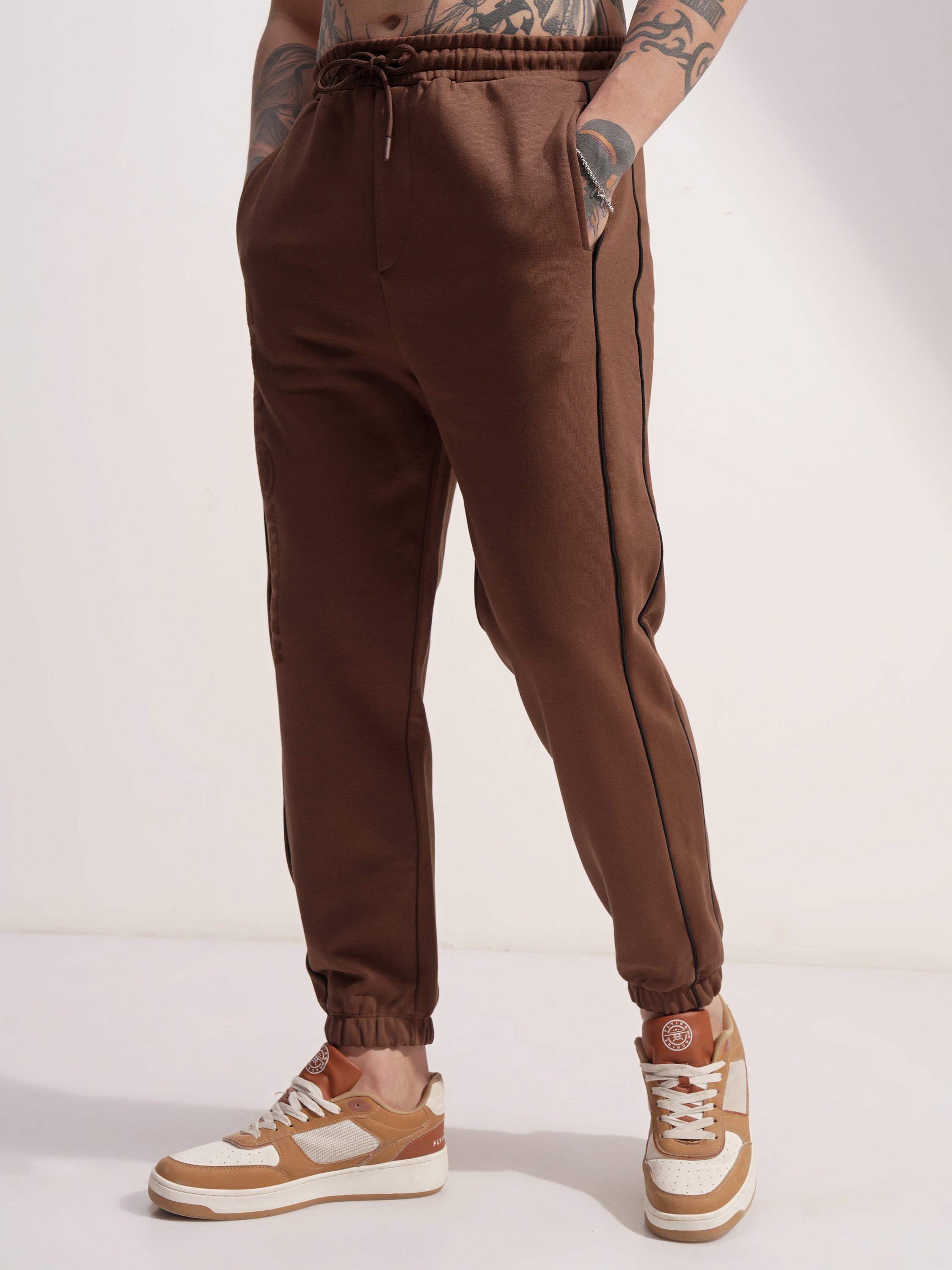Marvel By Highlander Men Brown Black Panther Baggy Solid Joggers - Brown - Image 4