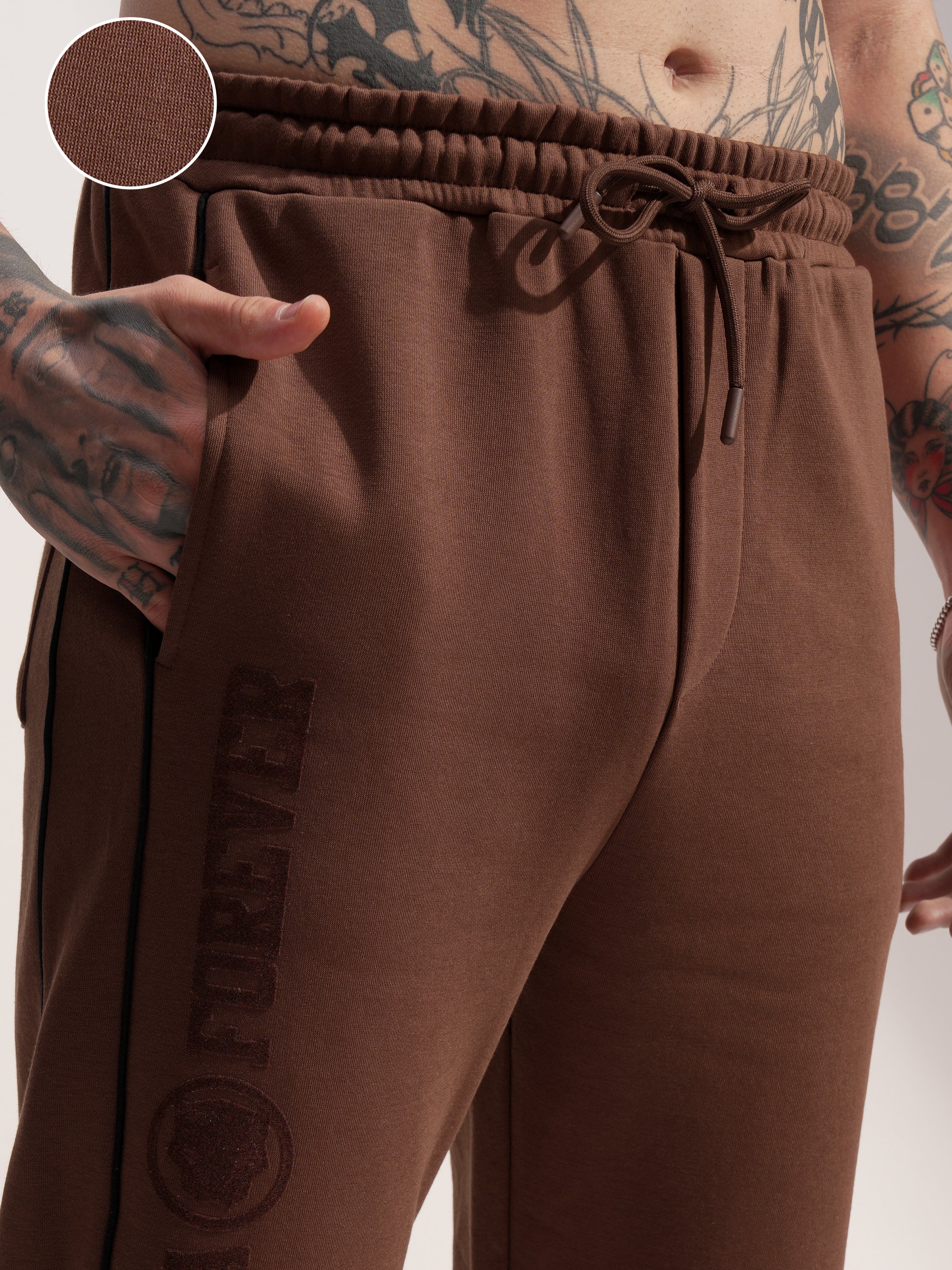 Marvel By Highlander Men Brown Black Panther Baggy Solid Joggers - Brown - Image 5
