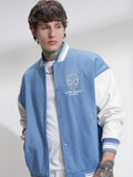 Marvel By Highlander Men Blue Spider-Man Printed Varsity Jacket - Blue - Image 1