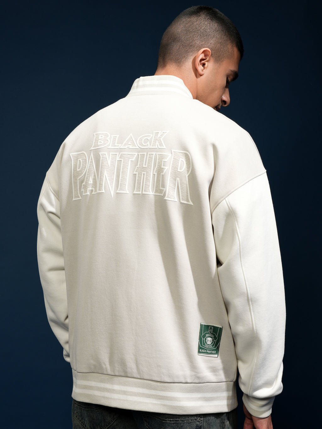 Marvel By Highlander Men Beige Black Panther Printed Varsity Jacket - Beige - Image 3