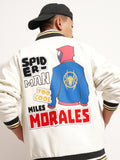 Marvel By Highlander Men White Spider-Man Printed Varsity Jacket - White - Image 1