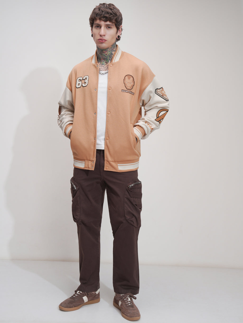 Marvel By Highlander Men Orange Iron Man Printed Varsity Jacket - Orange - Image 2