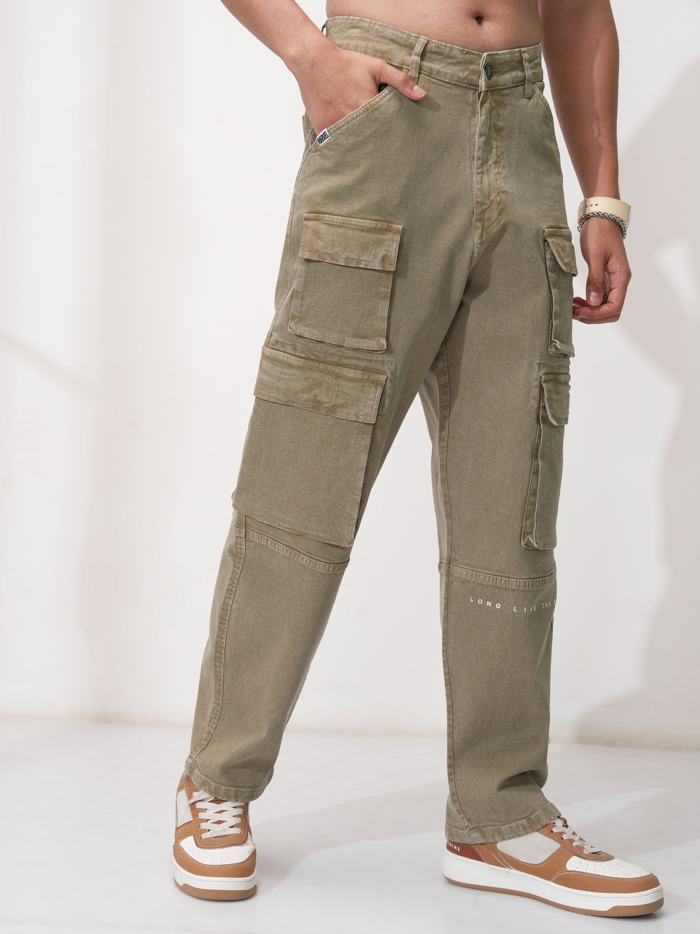 Marvel By Highlander Men Khaki Black Panther Relaxed Fit Stretchable Jeans - Khaki - Image 6