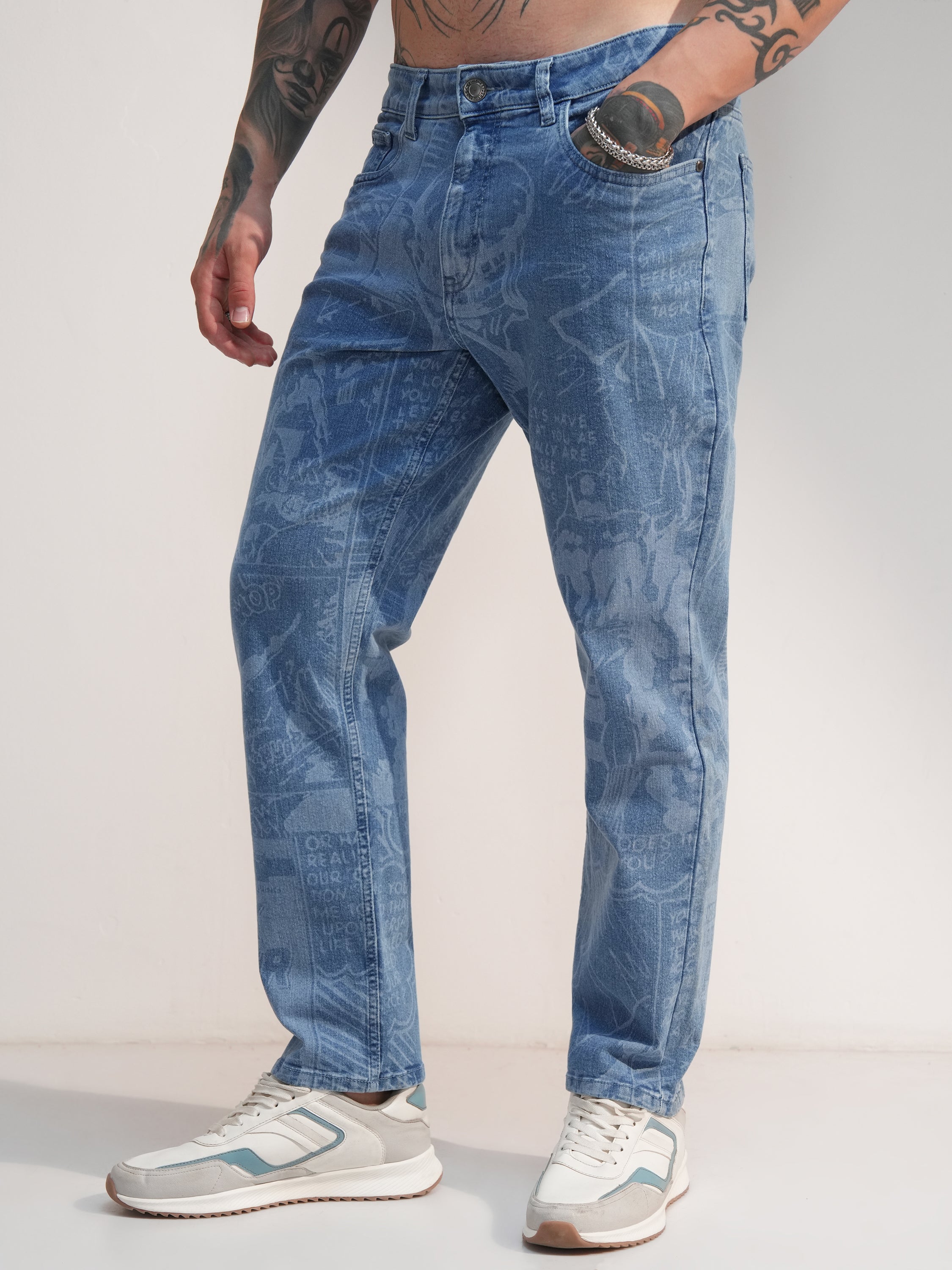 Marvel By Highlander Men Blue Black Panther Tapered Fit Stretchable Jeans - Blue - Image 4