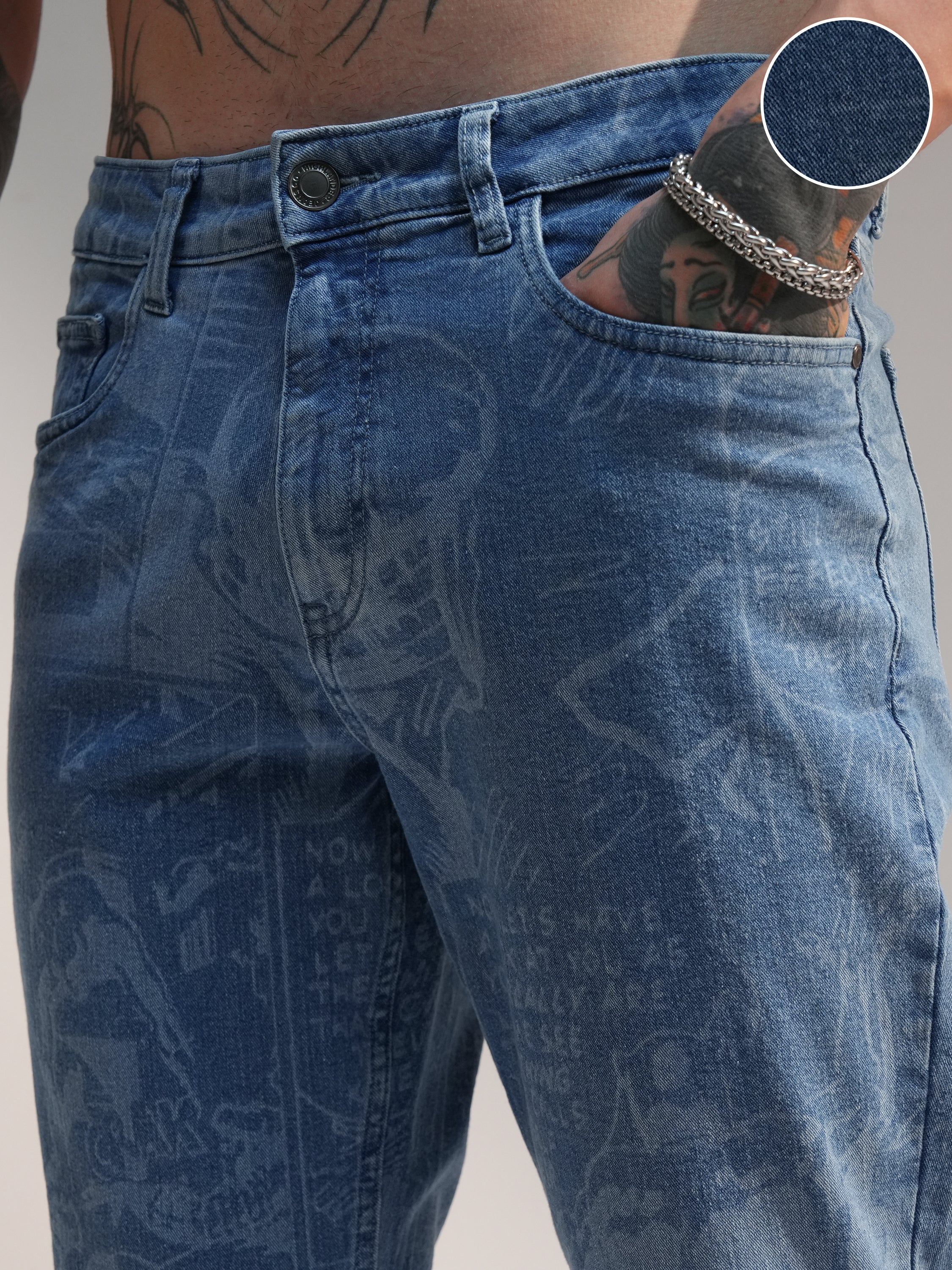 Marvel By Highlander Men Blue Black Panther Tapered Fit Stretchable Jeans - Blue - Image 5