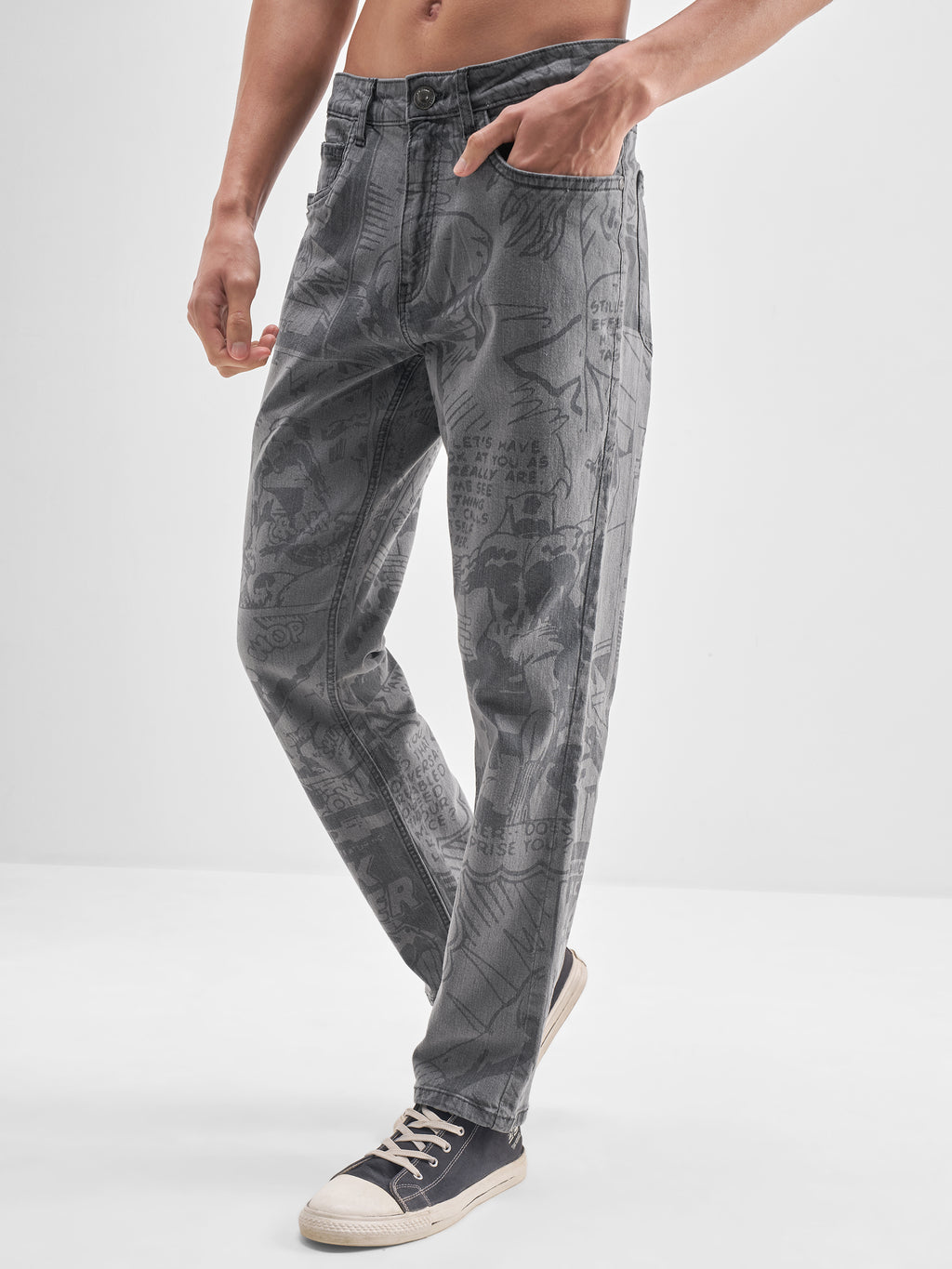 Marvel By Highlander Men Grey Black Panther Straight Fit Jeans - Grey - Image 4