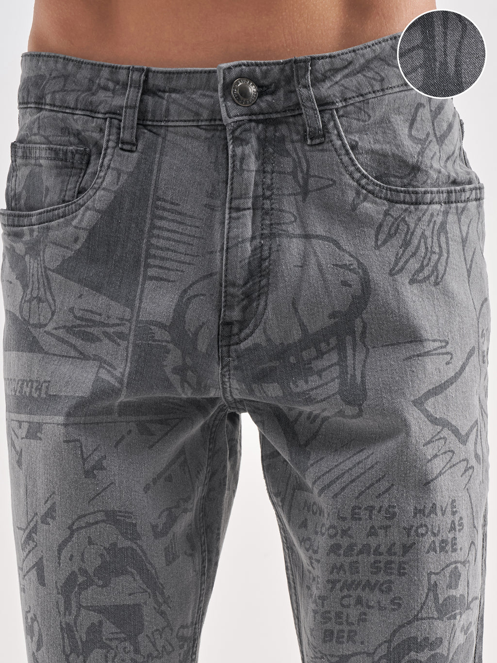 Marvel By Highlander Men Grey Black Panther Straight Fit Jeans - Grey - Image 5