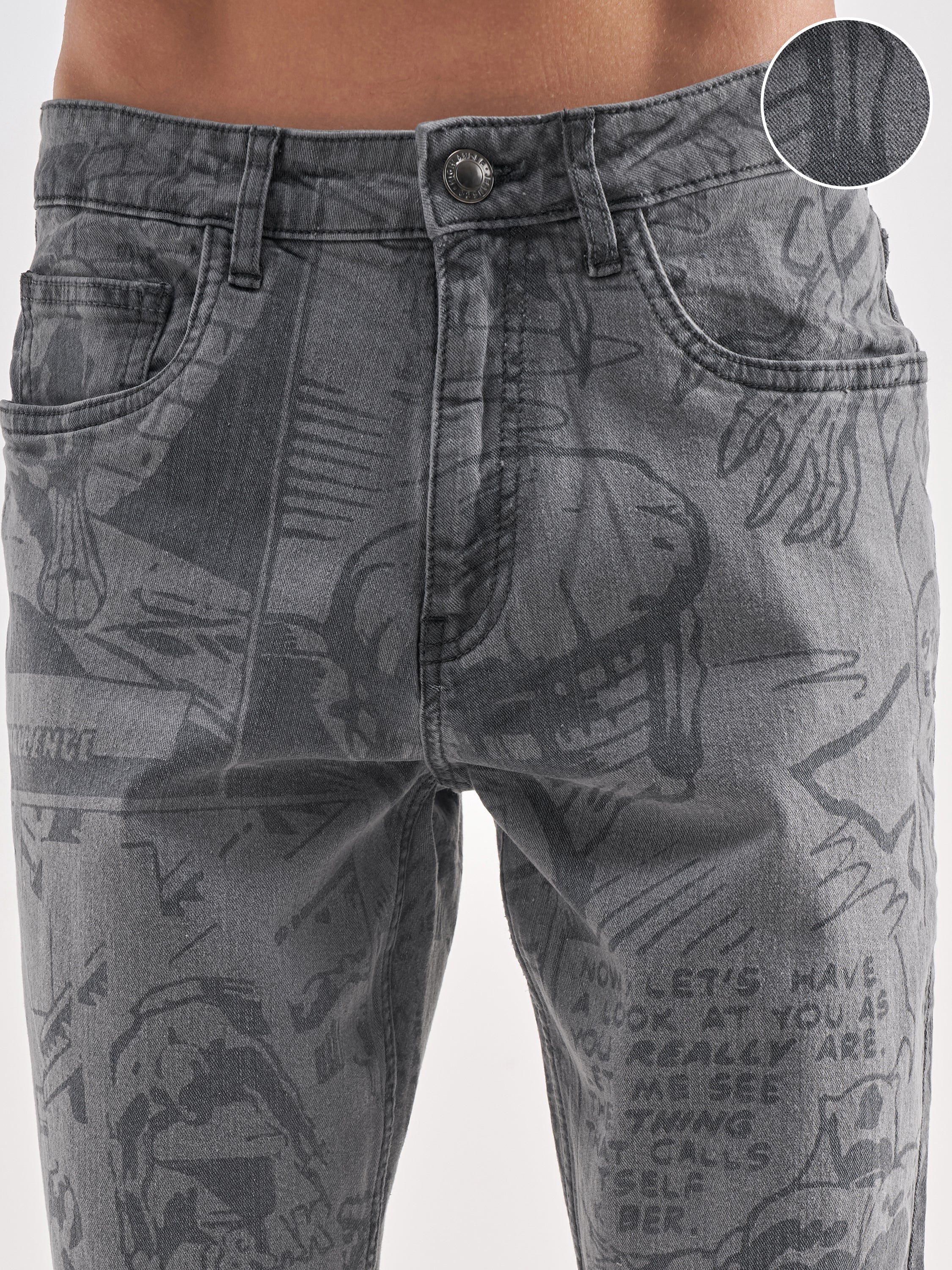 Marvel By Highlander Men Grey Black Panther Straight Fit Jeans - Grey - Image 5