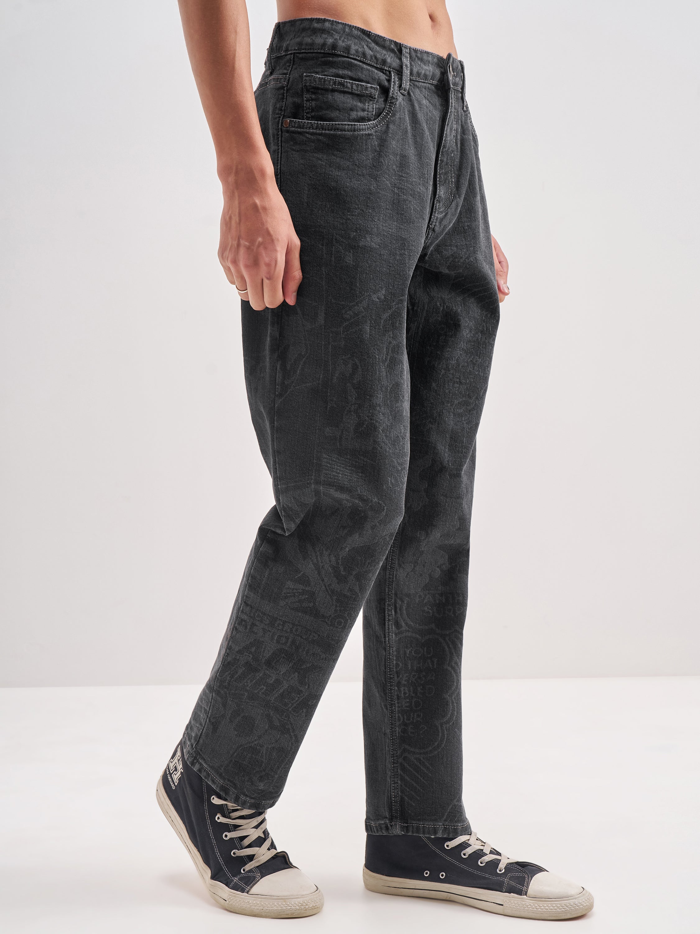 Marvel By Highlander Men Black Black Panther Straight Fit Jeans - Black - Image 6