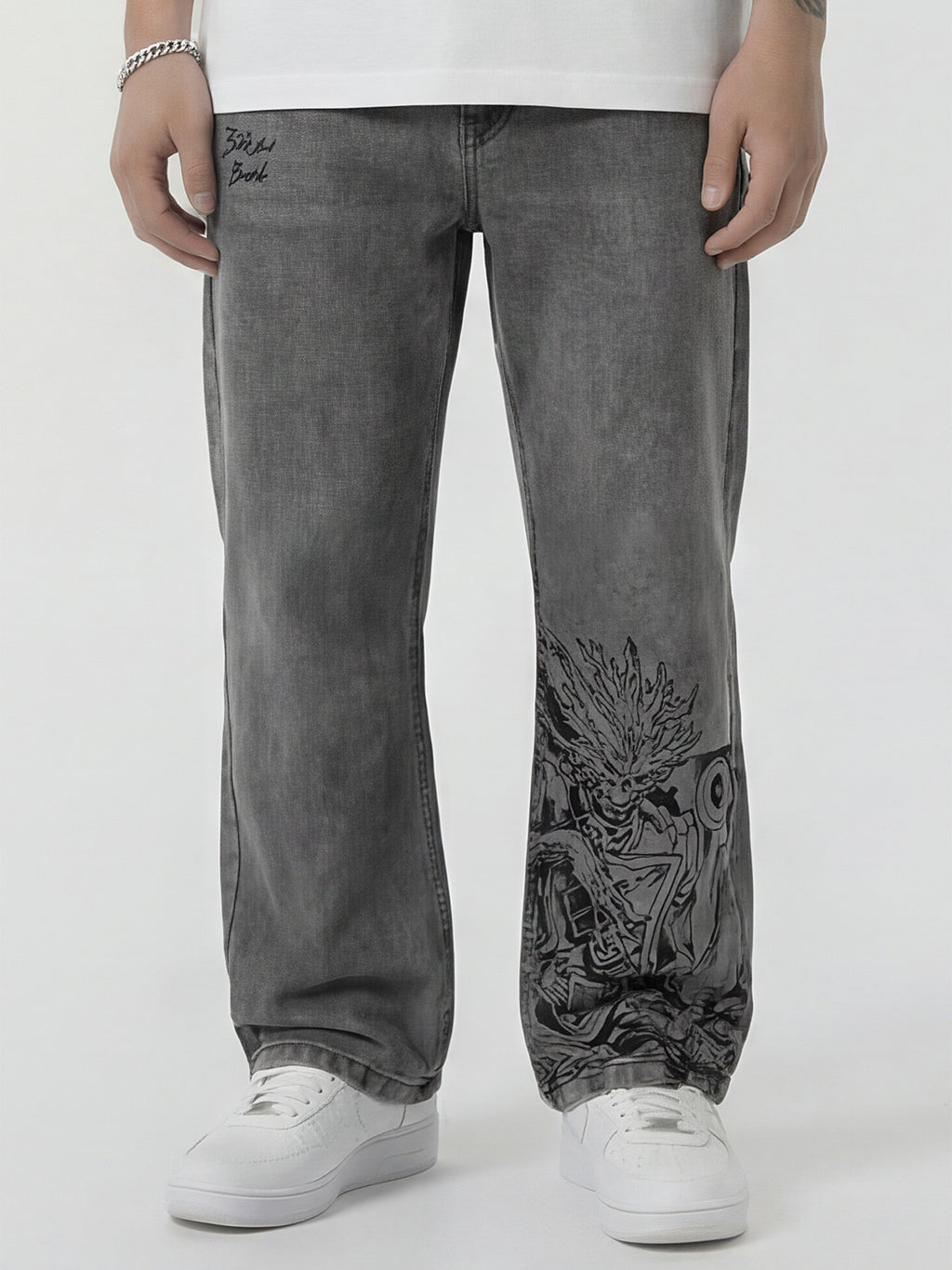 Marvel By Highlander Men Grey Groot Straight Fit Jeans - Grey - Image 1