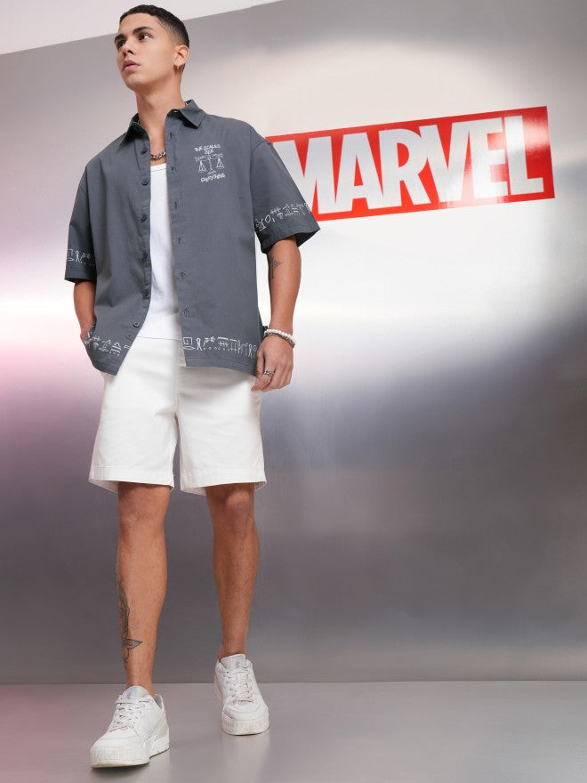 Marvel By Highlander Men Blue Moon Knight Printed Oversized Fit Casual Shirt - Blue - Image 2