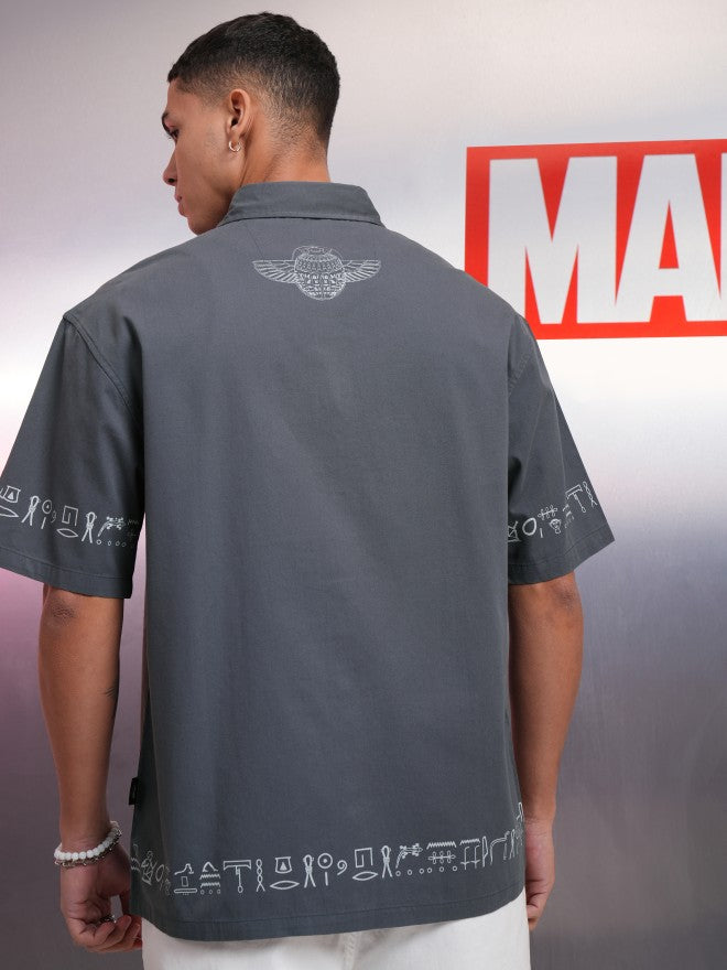 Marvel By Highlander Men Blue Moon Knight Printed Oversized Fit Casual Shirt - Blue - Image 3
