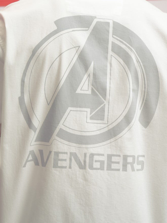 Marvel By Highlander Men White Avengers Printed Oversized Fit Casual Shirt - White - Image 7