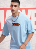 Marvel By Highlander Men Blue Avengers Printed Round Neck Oversized Fit T-Shirt - Blue - Image 1