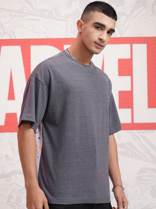 Marvel By Highlander Men Black Guardians Of The Galaxy Printed Round Neck Oversized Fit T-Shirt - Black - Image 6